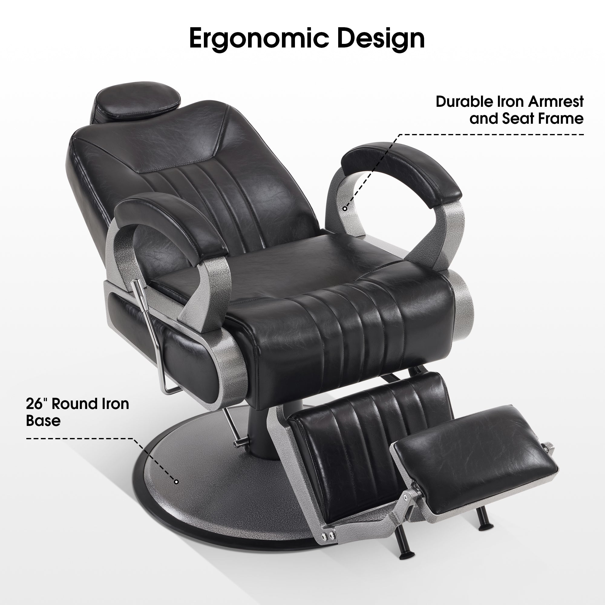 BarberPub All Purpose Barber Chair,Reclining Hair Stylist Salon Chair With Headrest 9502