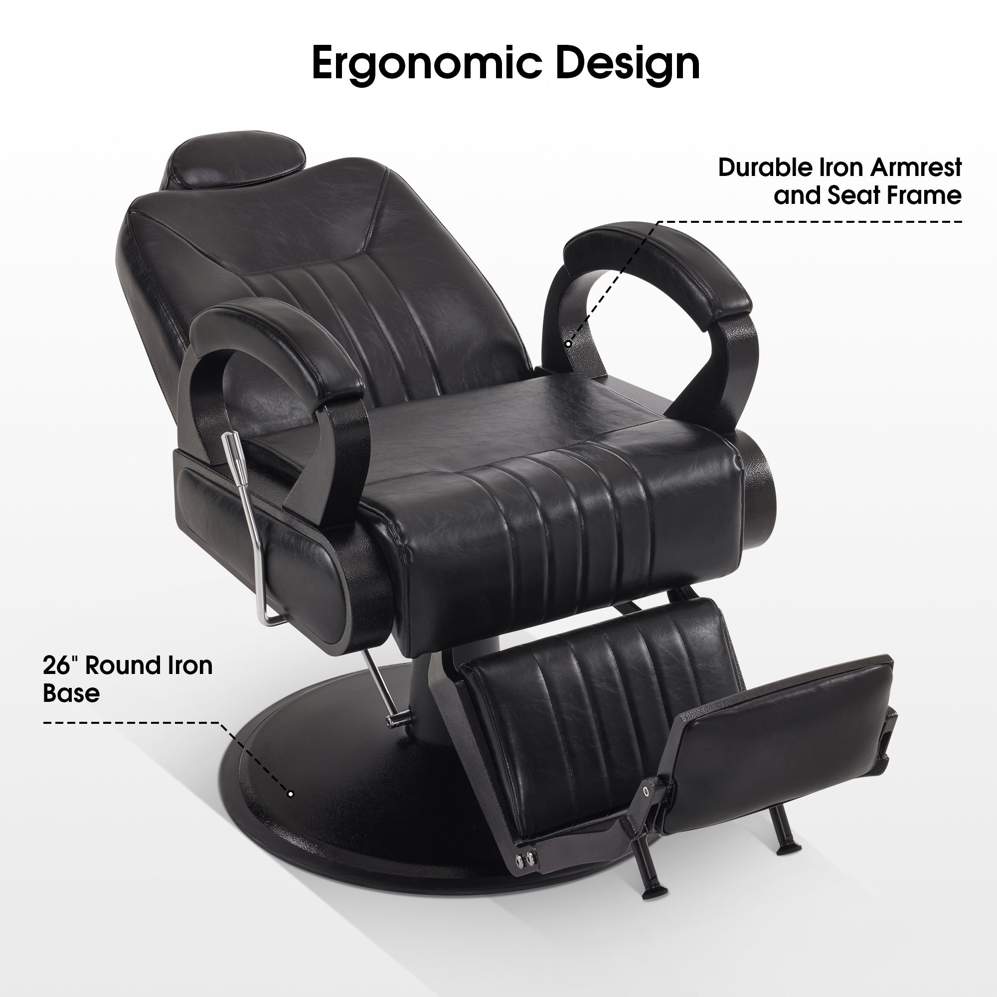 BarberPub All Purpose Barber Chair,Reclining Hair Stylist Salon Chair With Headrest 9502