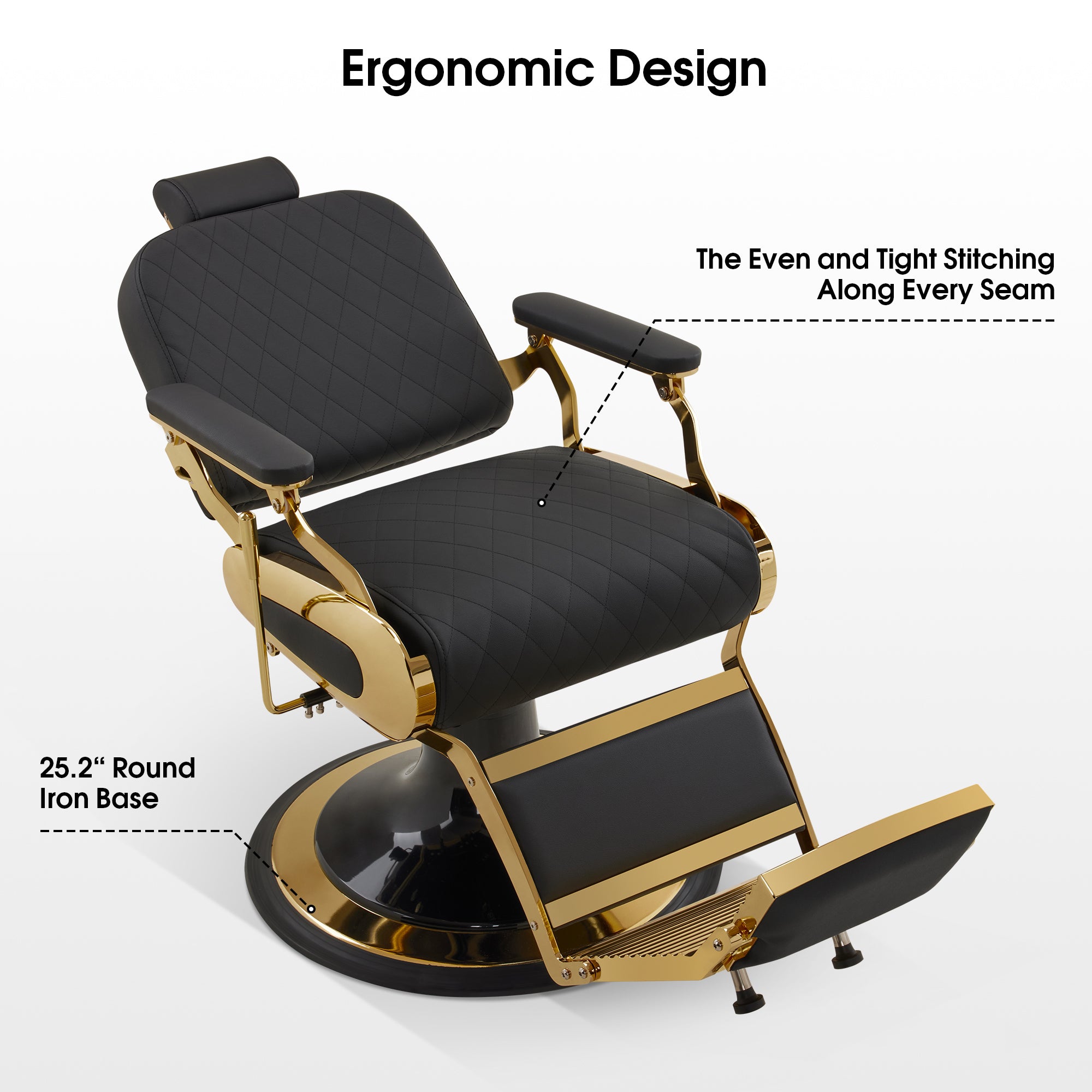 BarberPub All Purpose Barber Chair With Headrest, Reclining Swivel Salon Chair 9453