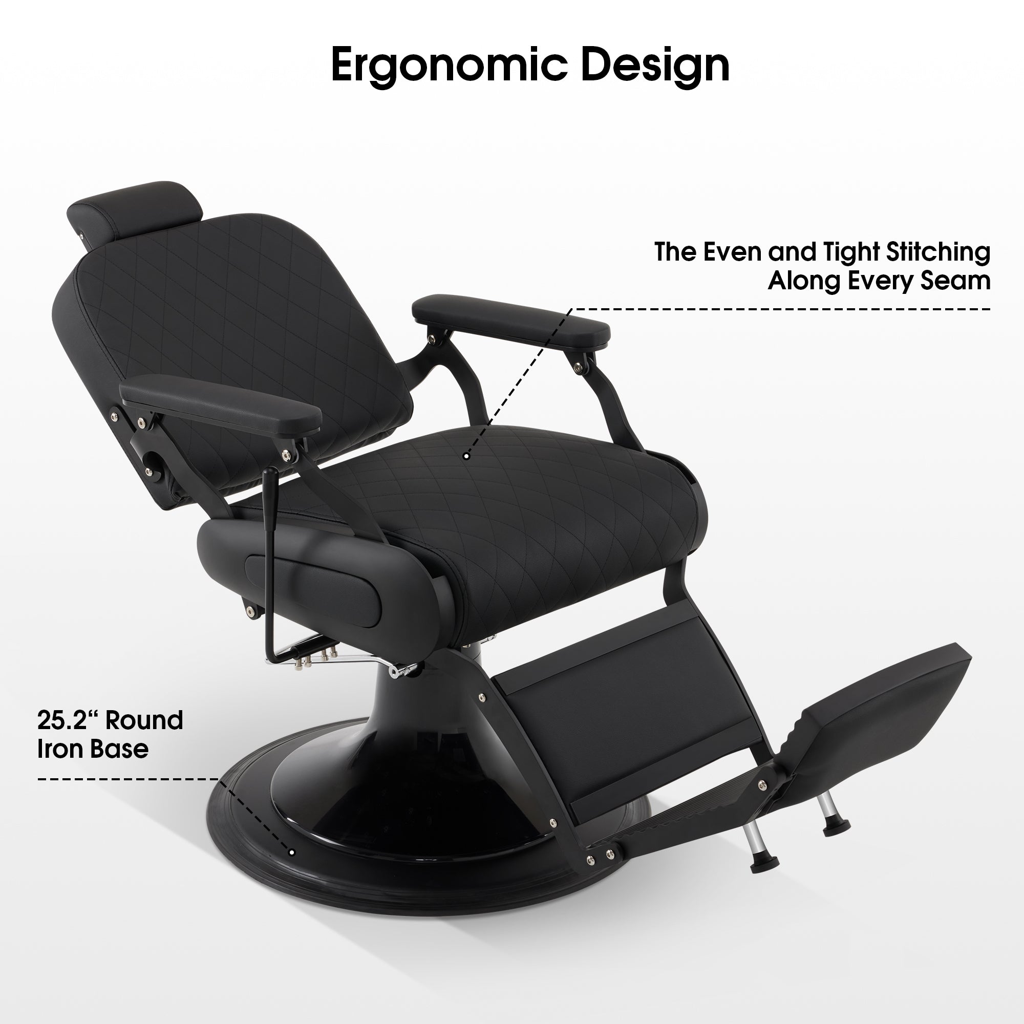 BarberPub All Purpose Barber Chair With Headrest, Reclining Swivel Salon Chair 9453