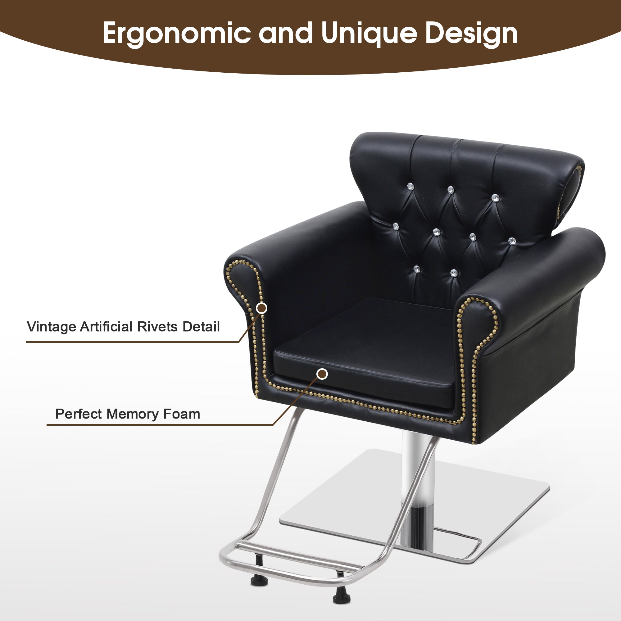BarberPub Hydraulic Salon Chair, Vintage Hair Styling Spa Salon Equipment 8899 - BarberPub