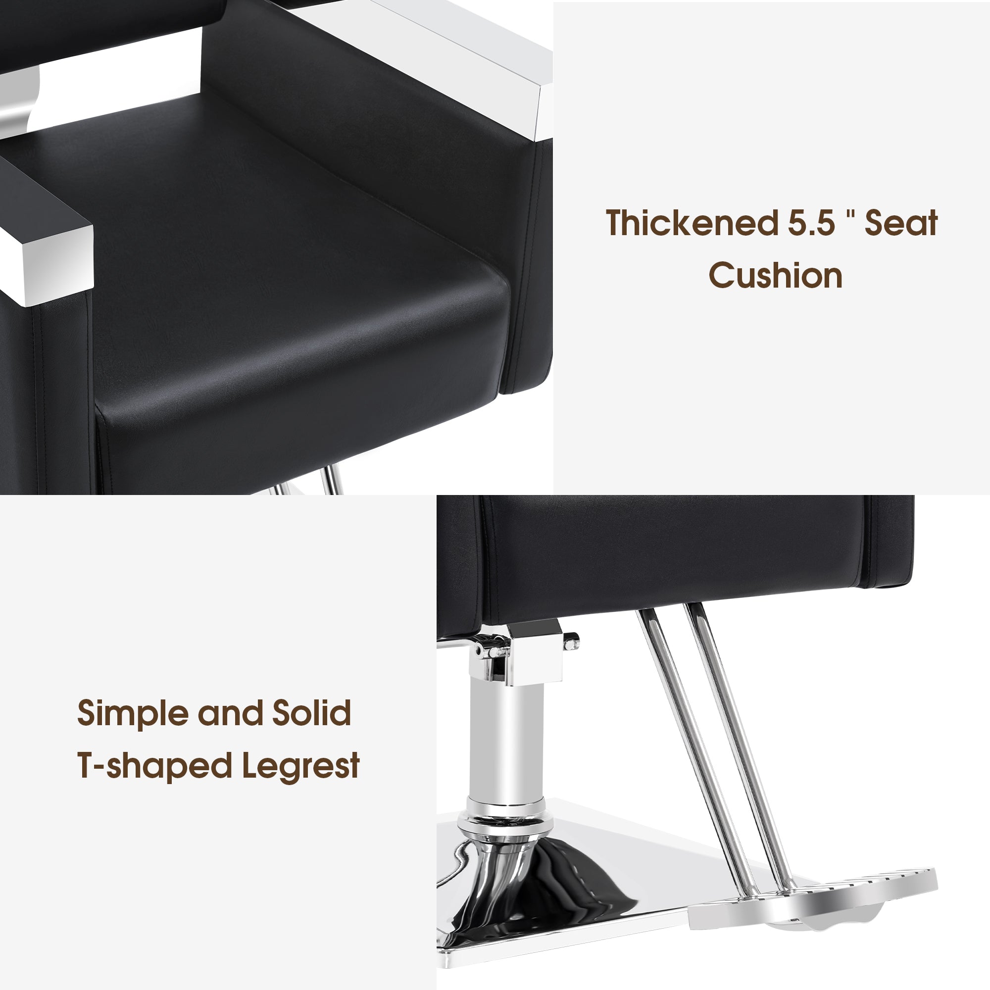 BarberPub Reclining Barber Chair, Hydraulic Salon Styling Chairs with Headrest 3018