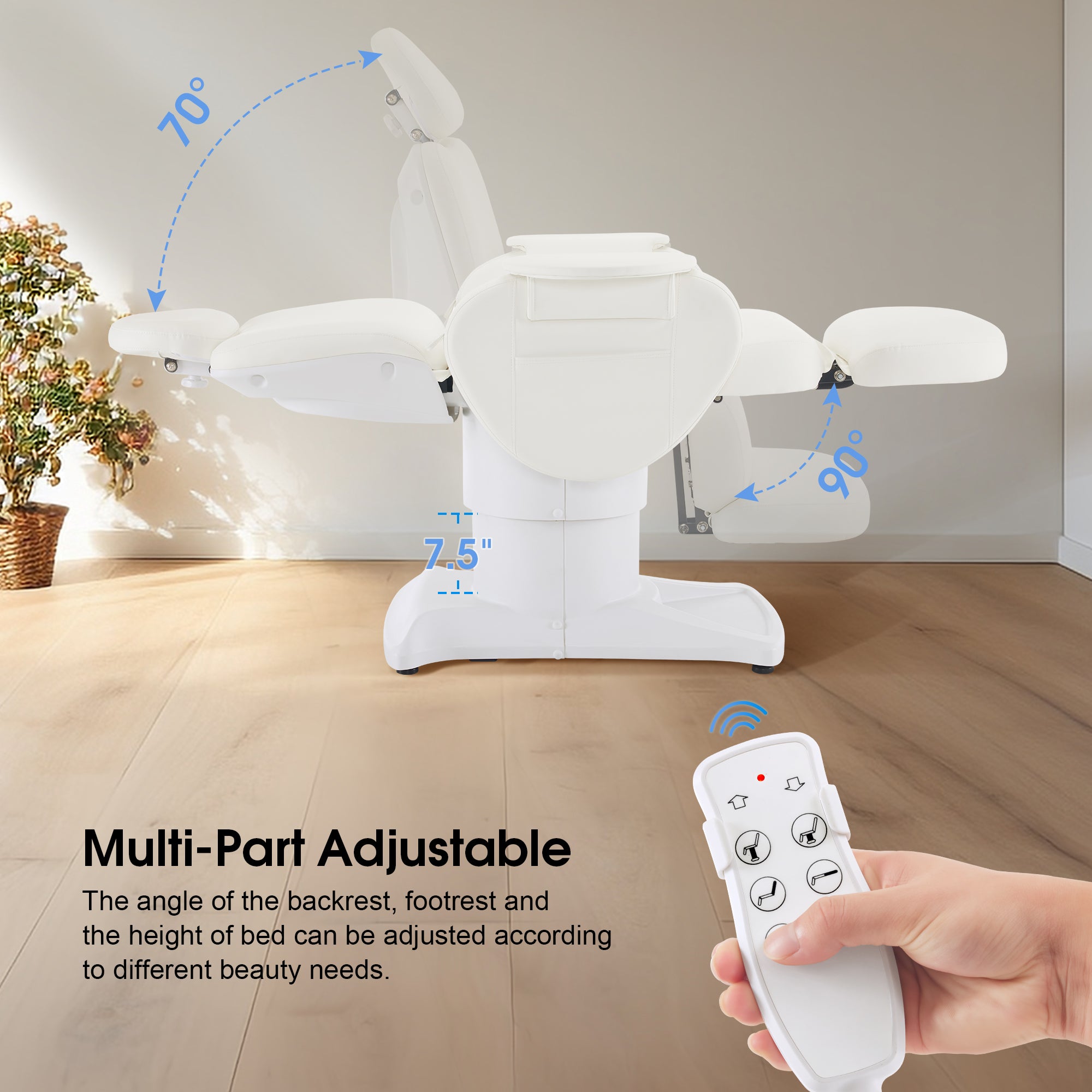 BarberPub Aesthetic Electrical Facial Beauty Bed with 3 Motors, Massage Bed with 440 lbs Capacity 2113