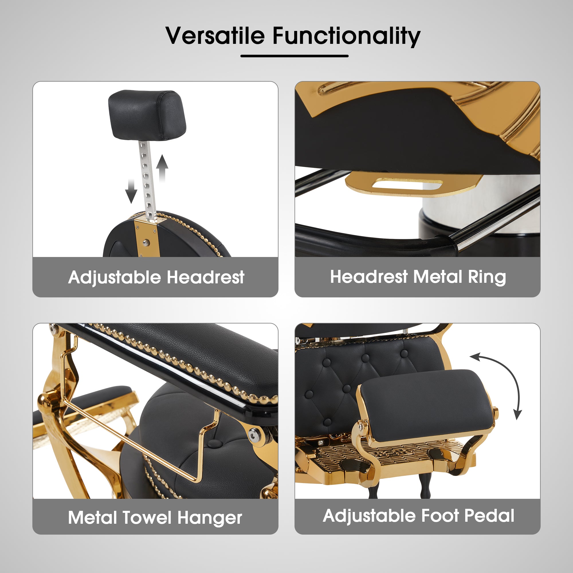 BarberPub Vintage Reclining Barber Chair, All Purpose Retro Hair Styling Chair 8688