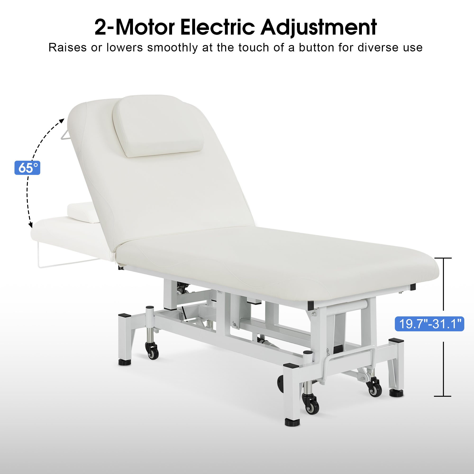 2 Motors Electric Facial Bed with Adjustable Height & Backrest, Rolling Message Tattoo Chair 2750