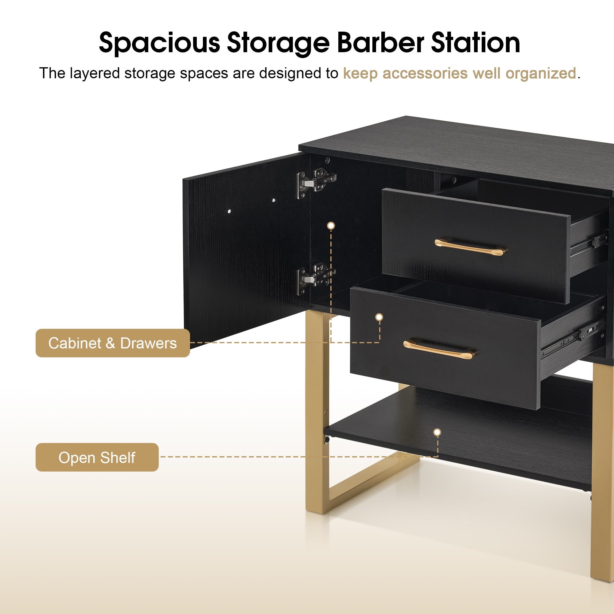 BarberPub Barber Station Wall Mount Storage Cabinet Bathroom Dresser with Shelf 3185