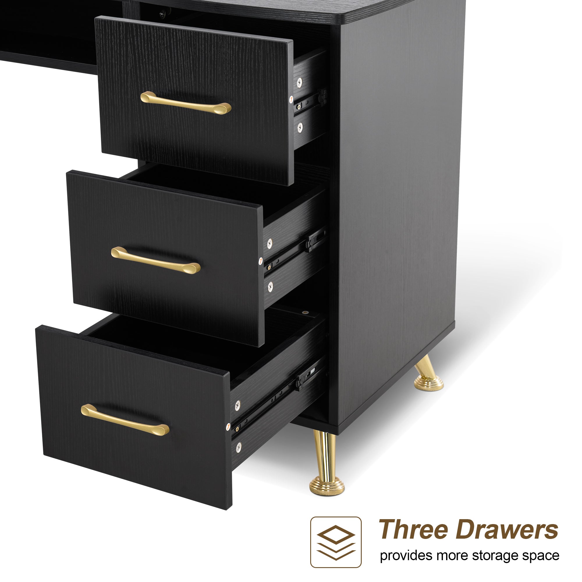 BarberPub Manicure Table, Nail Makeup Desk Salon Workstation for Storage 2611