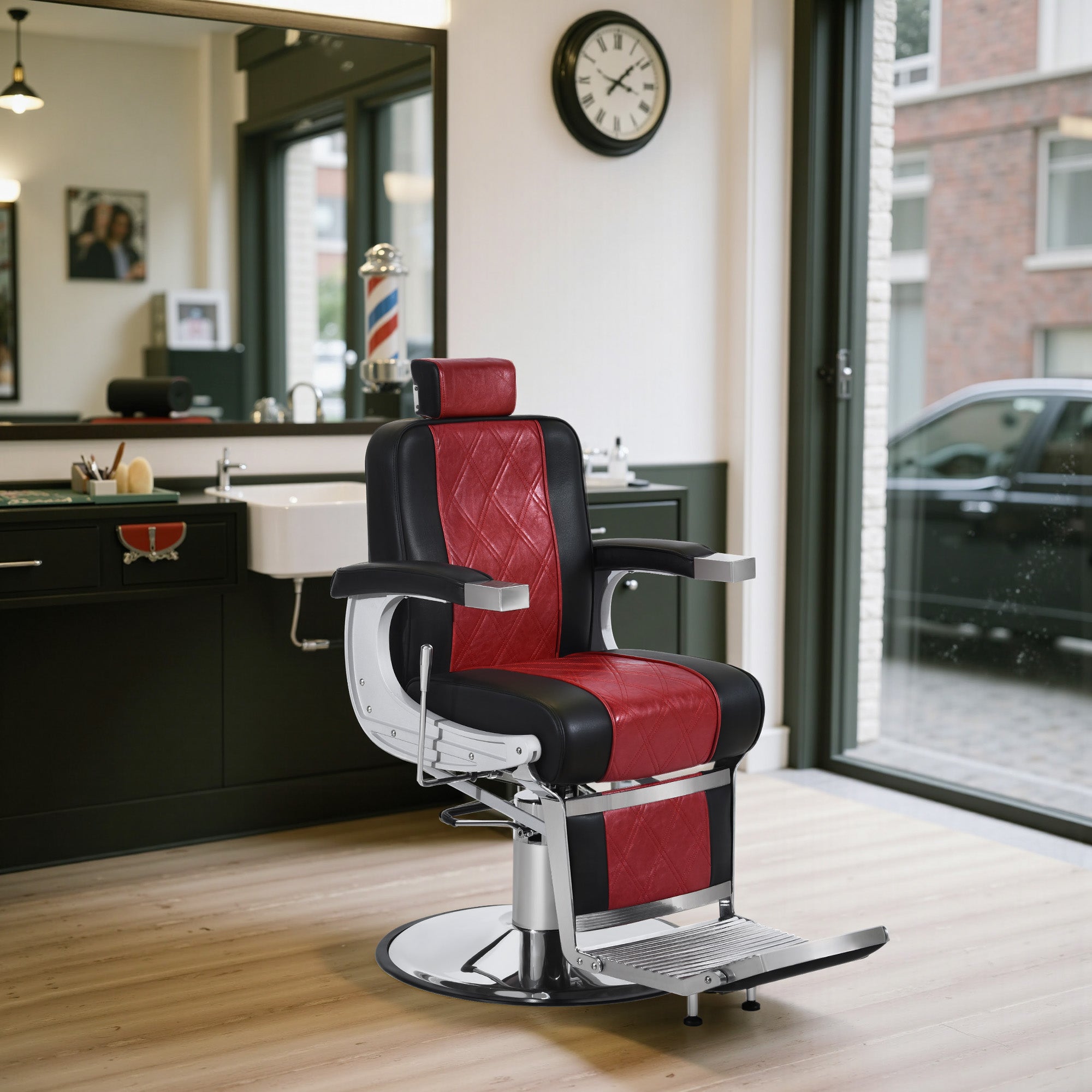 BarberPub Reclining Barber Chair All Purpose Hydraulic Salon Equipment 3815