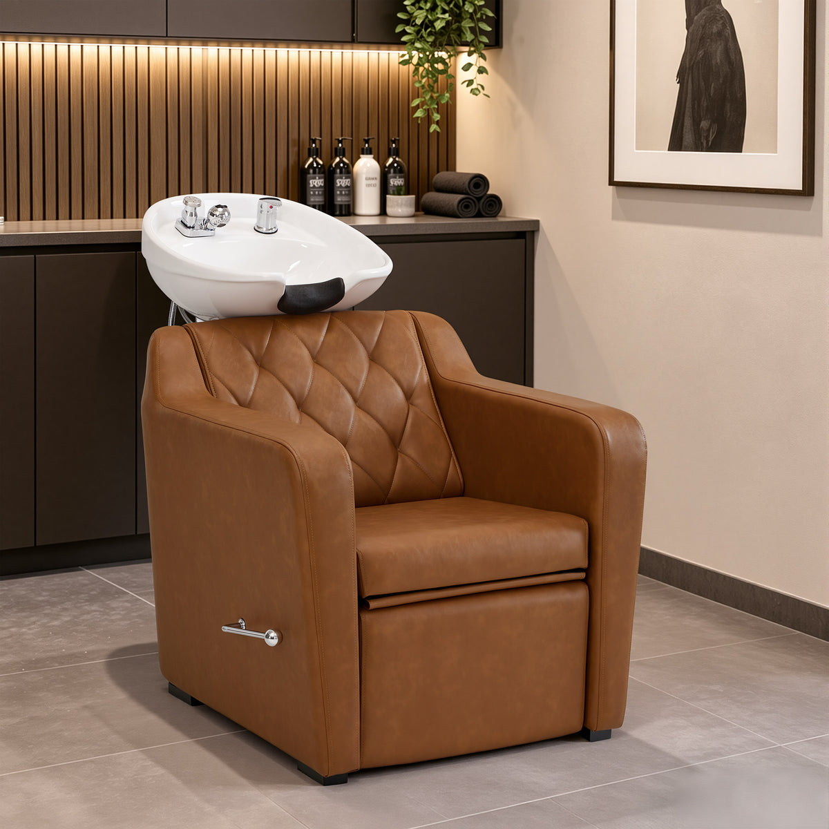 BarberPub Backwash Shampoo Chair and Bowl Set for Salon, 9064