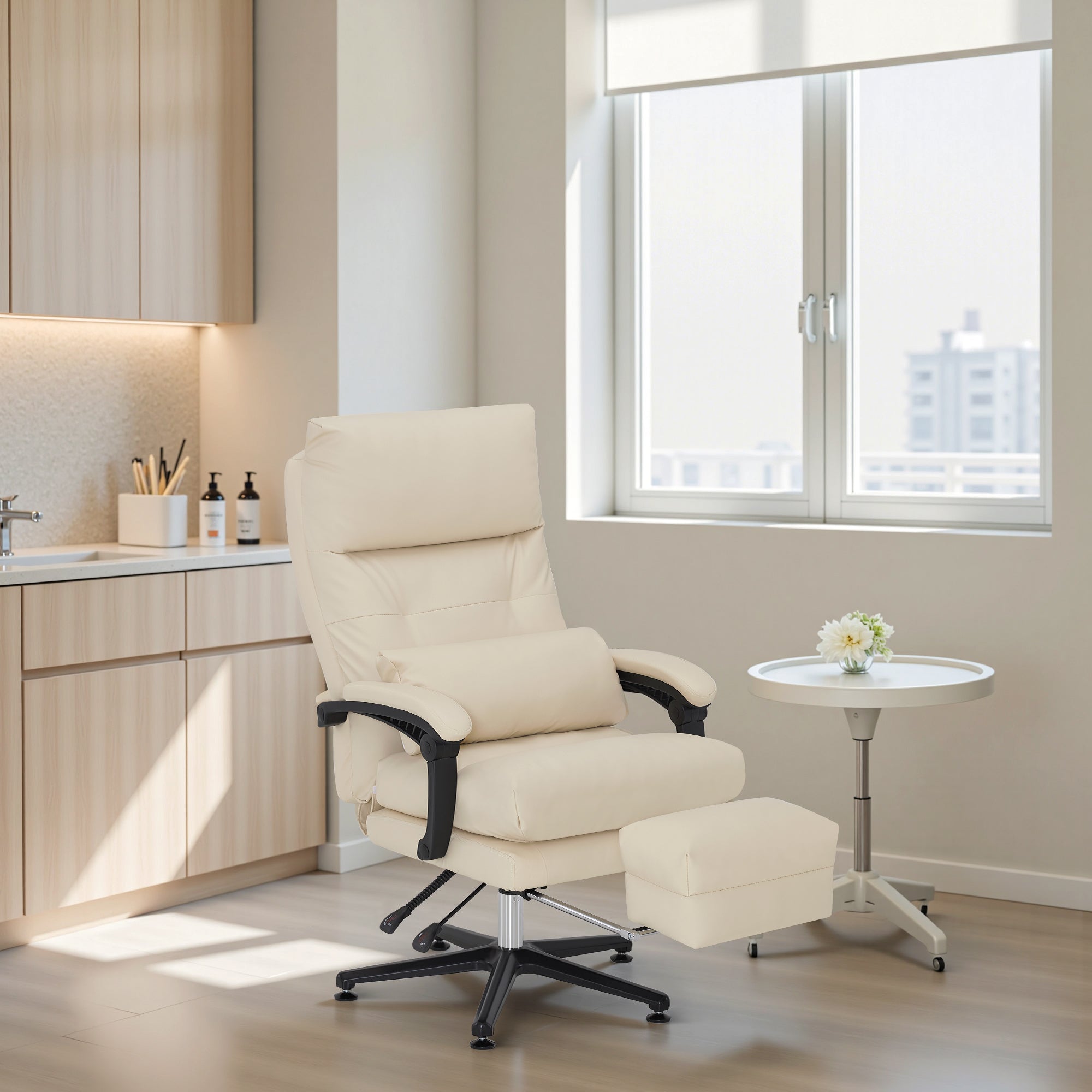 BarberPub Reclining Salon Pedicure Chair, 360° Swivel, Adjustable Height Lash Chair 8183