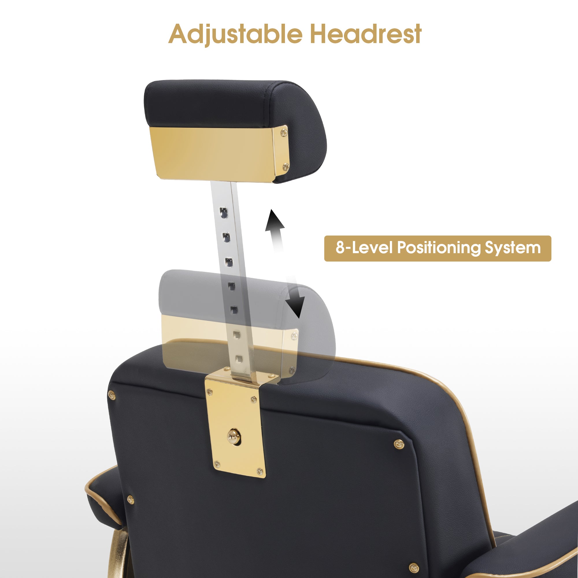 BarberPub Hydraulic Reclining Barber Chair with Adjustable Headrest, Black 8334