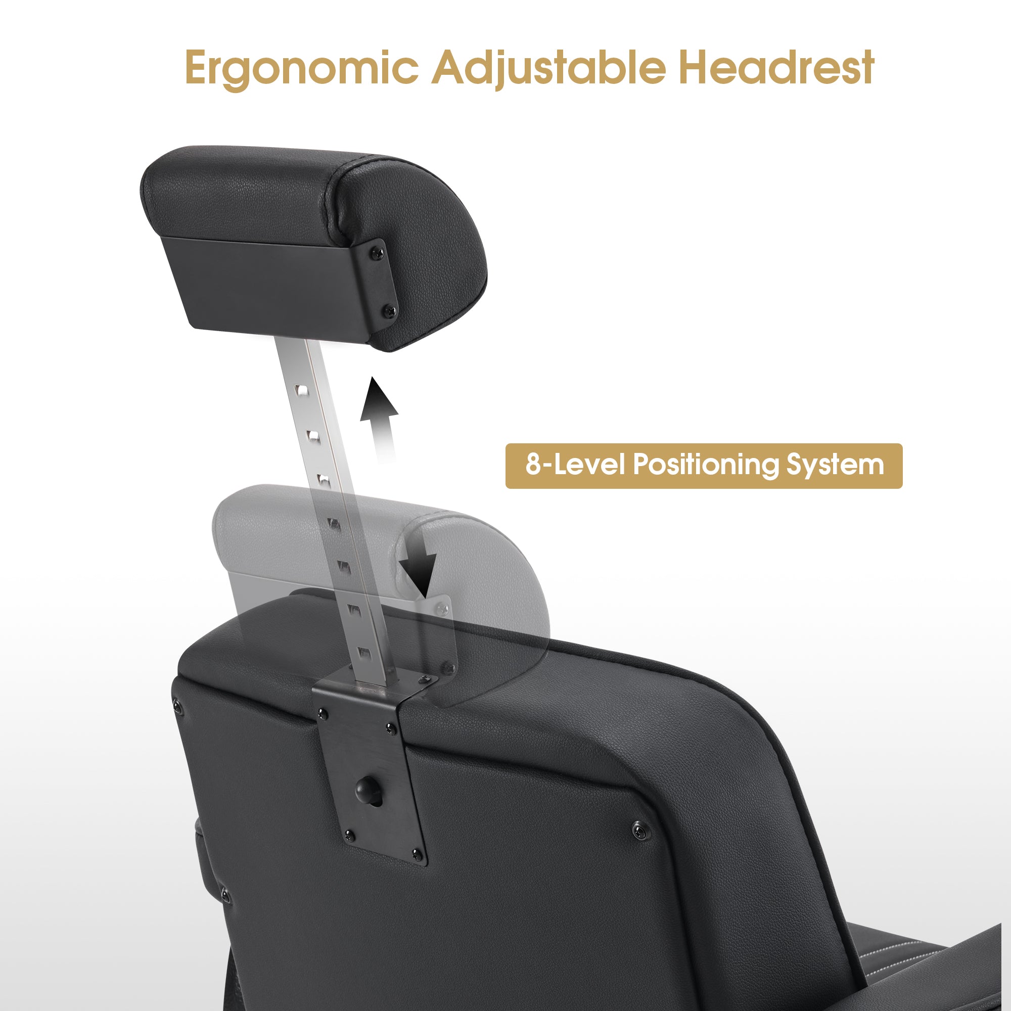 BarberPub Hydraulic Reclining Barber Chair with Adjustable Headrest, Black 8334