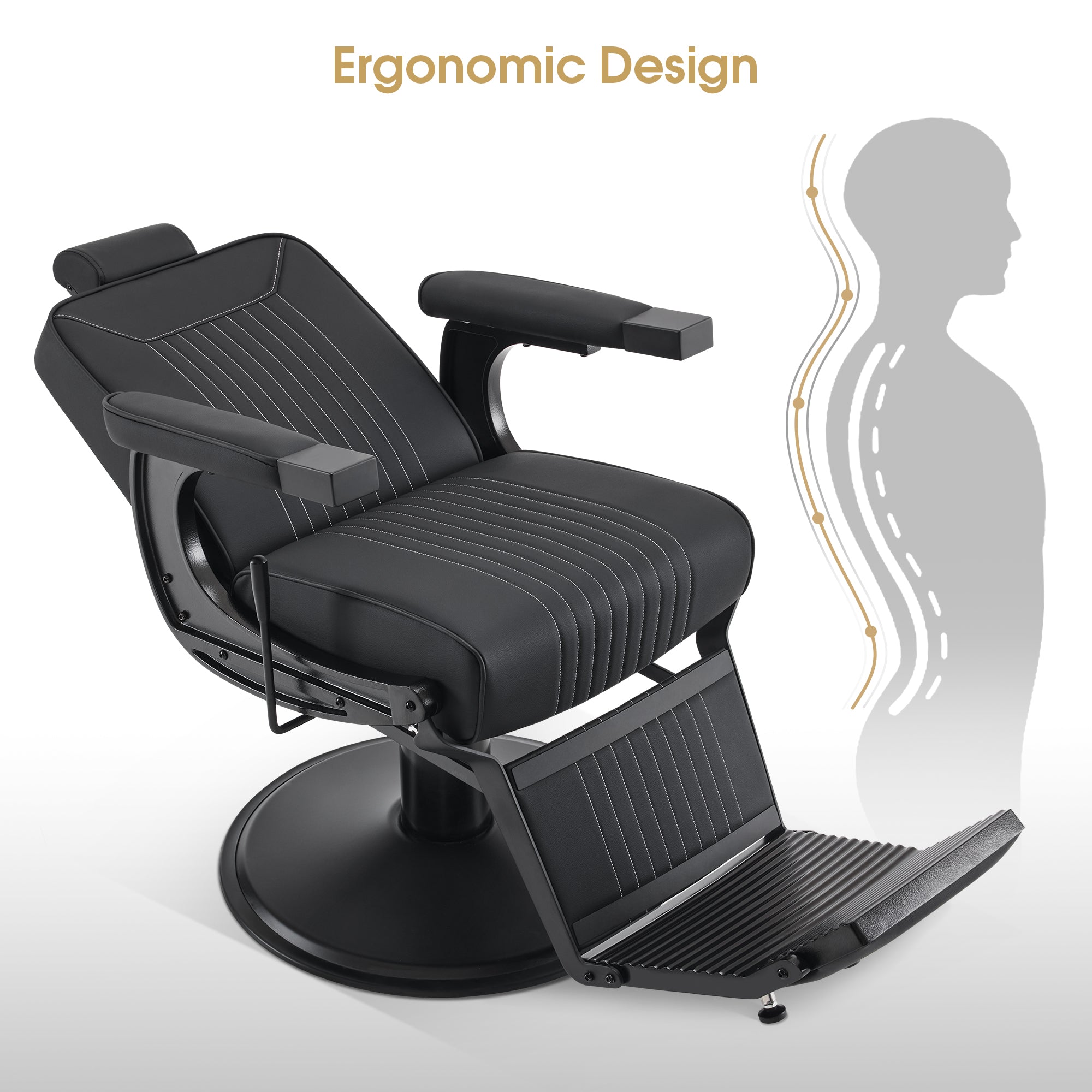 BarberPub Reclining Barber Chair, Hydraulic Styling Salon Chair for Hair Stylist 8334
