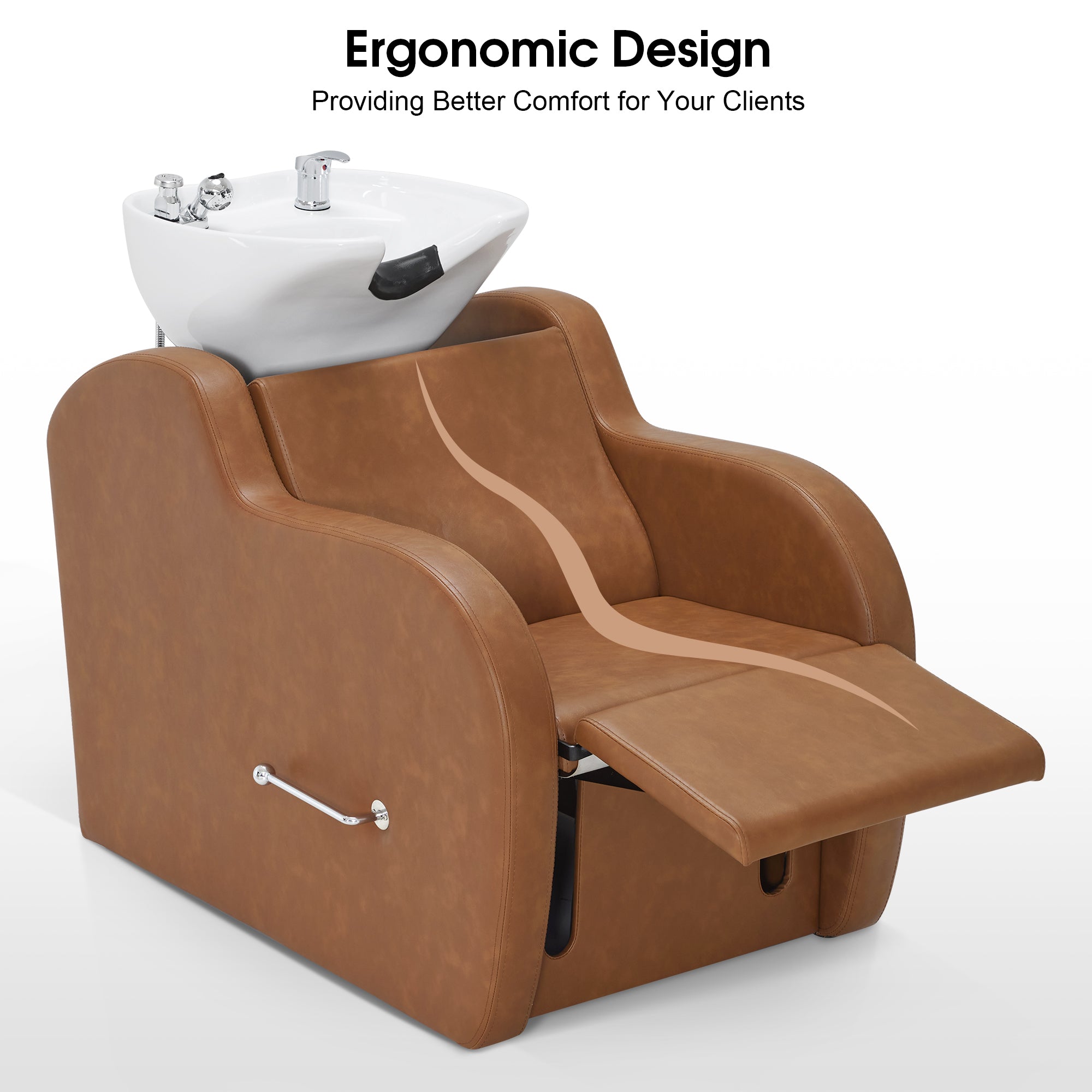 BarberPub Shampoo Bowl and Chair Set, Adjustable Ceramic Bowl and Chair for Salon 9312