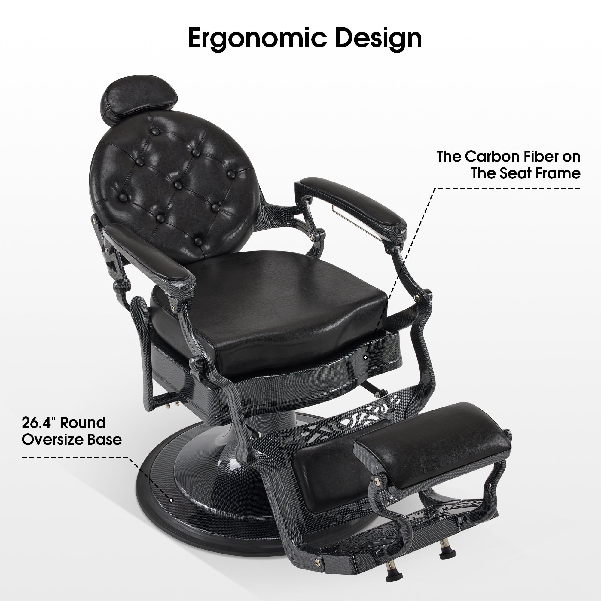 BarberPub Vintage Barber Chair for Hair Stylist, Reclining Styling Salon Chair 9457