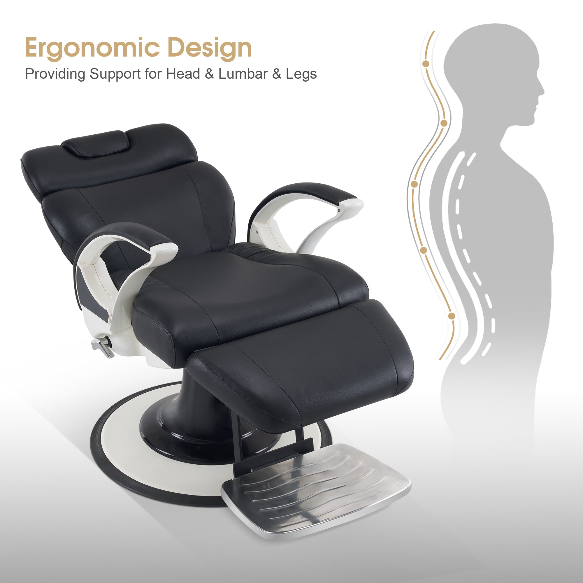 BarberPub Reclining Barber Salon Chair, Hair Stylist Chair with Both Sides Levers 5945