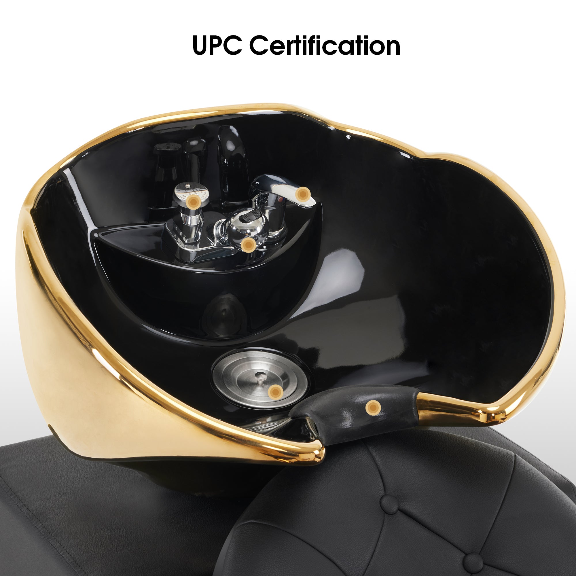 BarberPub Backwash Shampoo Station Chair, Ceramic Hair Wash Bowl Retro 8610