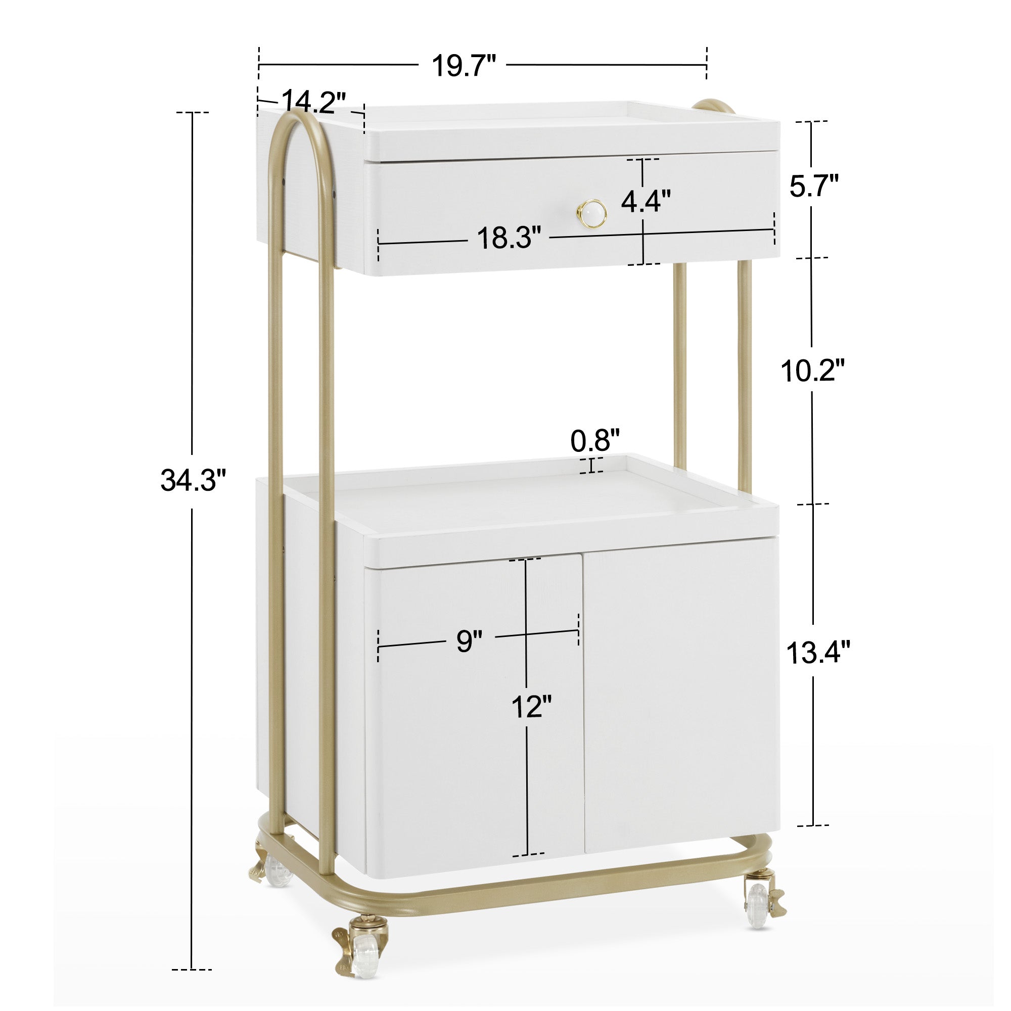 Salon SPA Rolling Trolley with Lockable Wheels, Barber Storage Cart for Storing Skin Cosmetics 2074