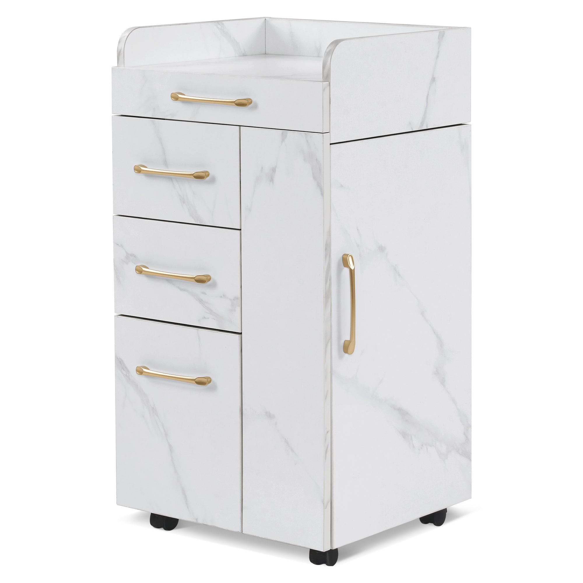 BarberPub Salon Trolley with Cabinets and tool holders, Barber Storage Utility Cart 2053