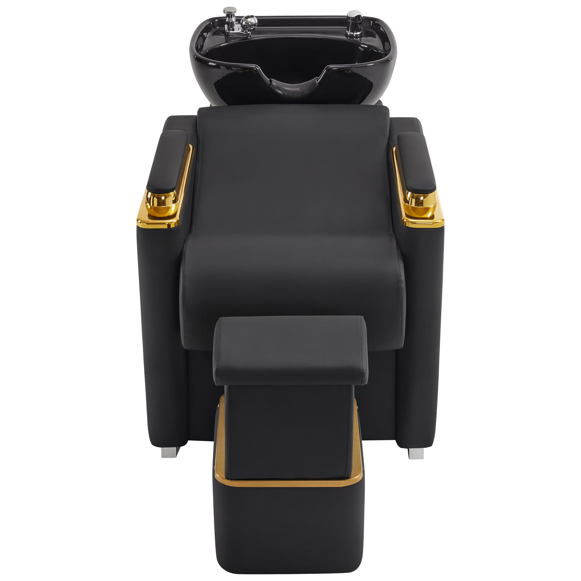 BarberPub Backwash Shampoo Chair,Ceramic Hair Bowl Station with Ottoman 8613