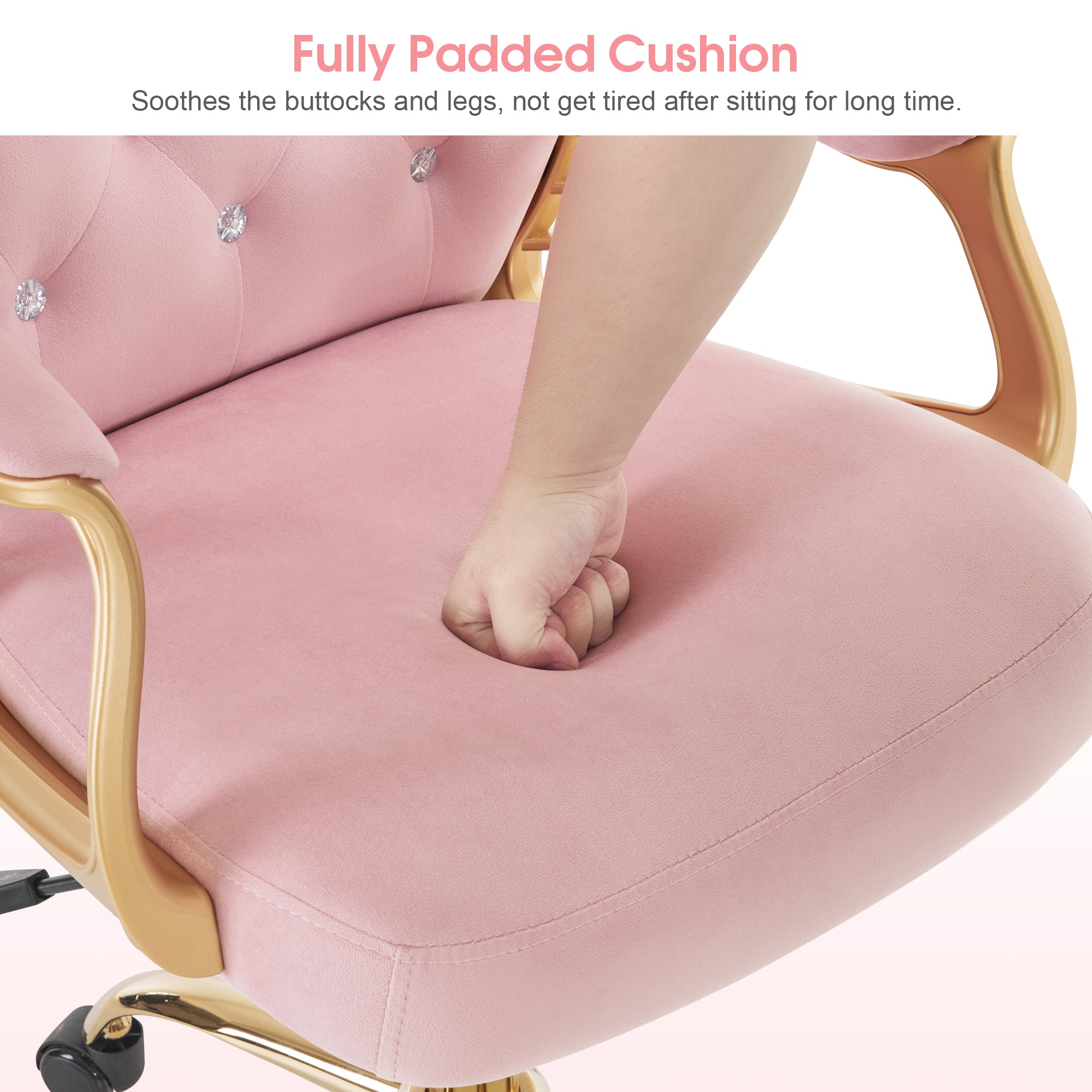 Comfy Nail Art Chair with Lumbar Support, Adjustable Home Office Chairs with 360° Swivel Wheels 3567