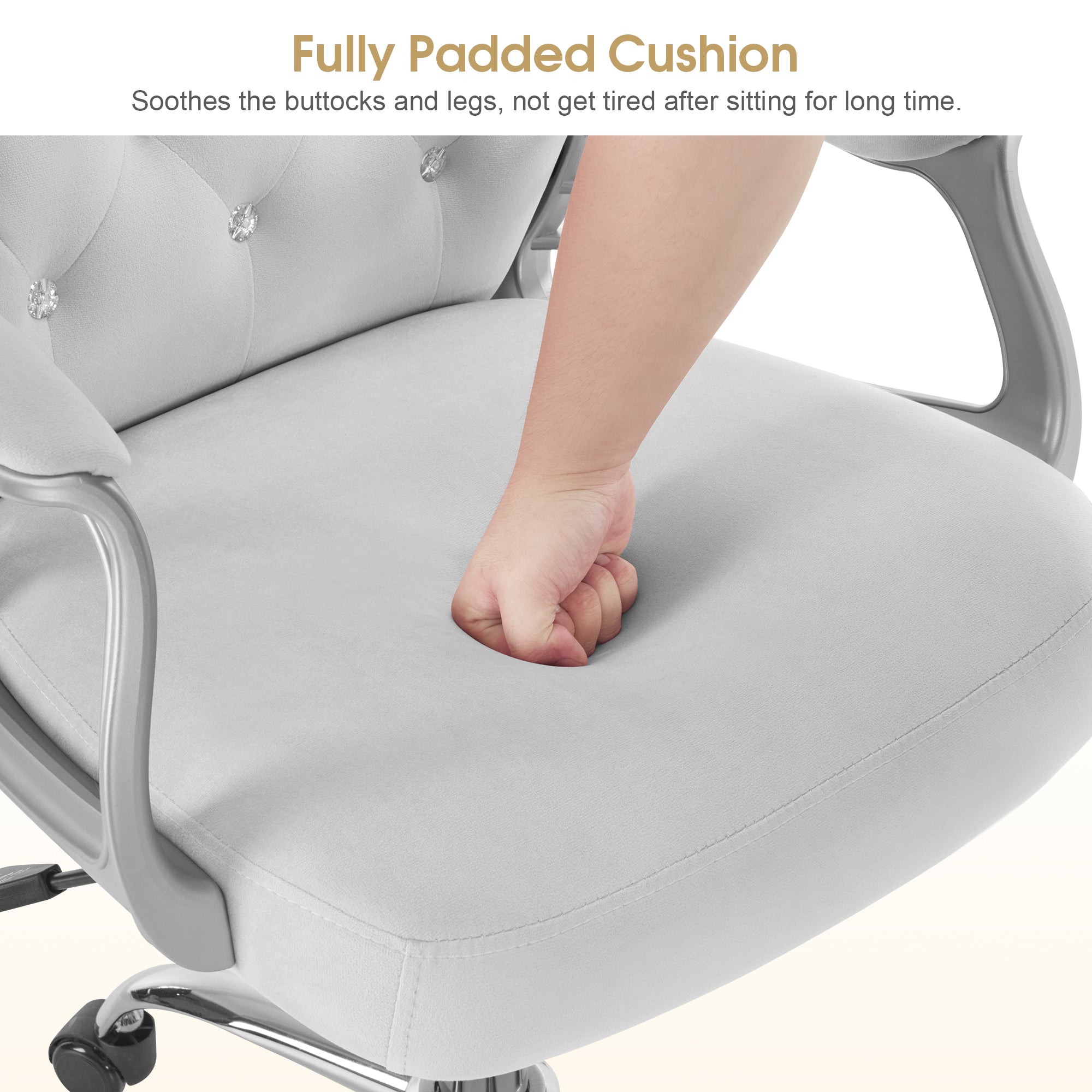 Comfy Nail Art Chair with Lumbar Support, Adjustable Home Office Chairs with 360° Swivel Wheels 3567