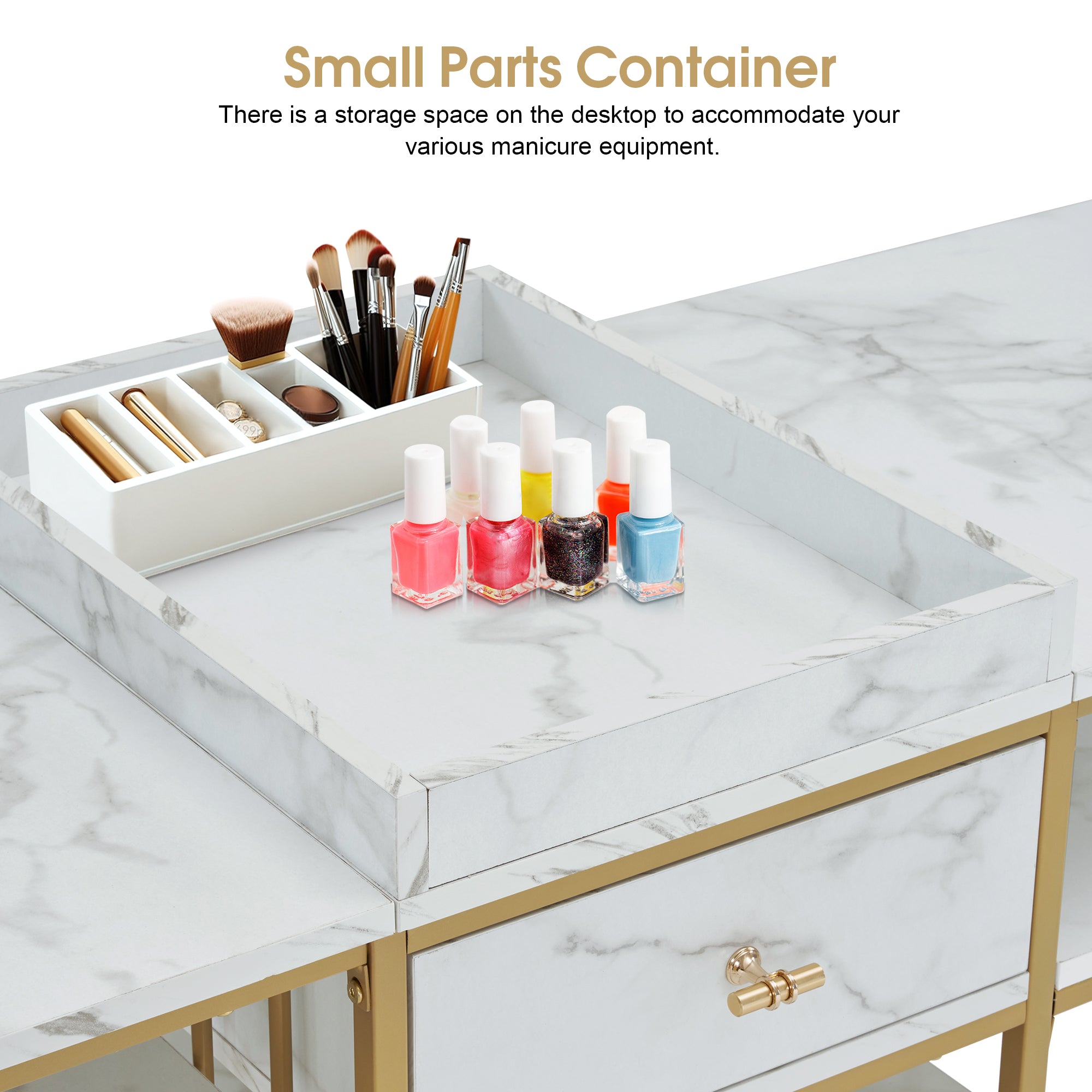 BarberPub Double Acetone Resistant Manicure Table Beauty Storage Nail Desk 2456