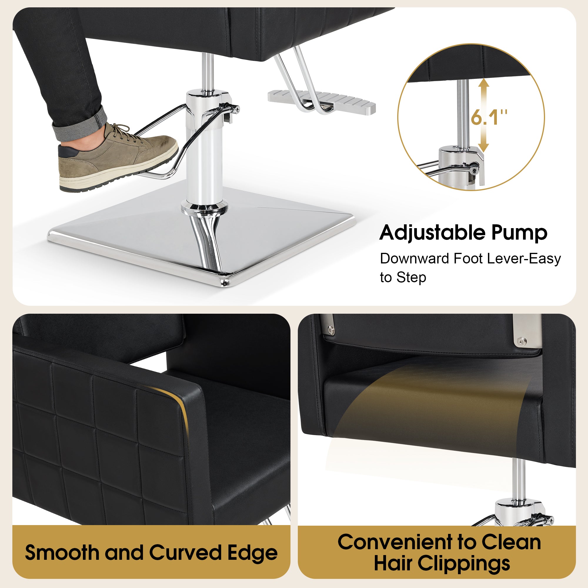 BarberPub Styling Salon Chair for Hair Stylist, Hydraulic Home Salon Chair 8821