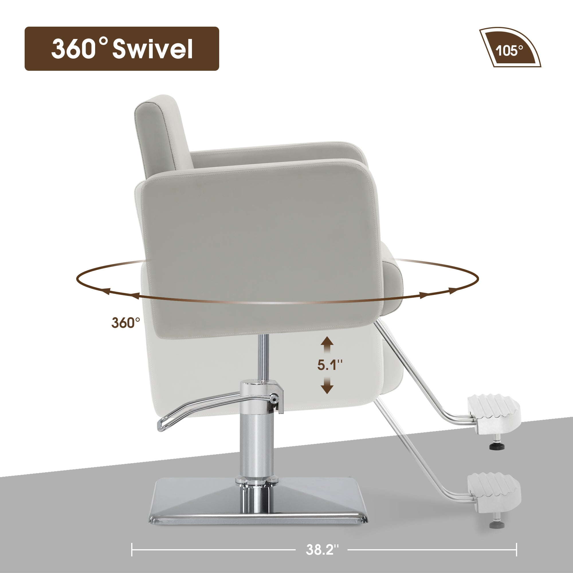 BarberPub Styling Salon Chair for Hair Stylist, Black Hydraulic Barber Chair 3805