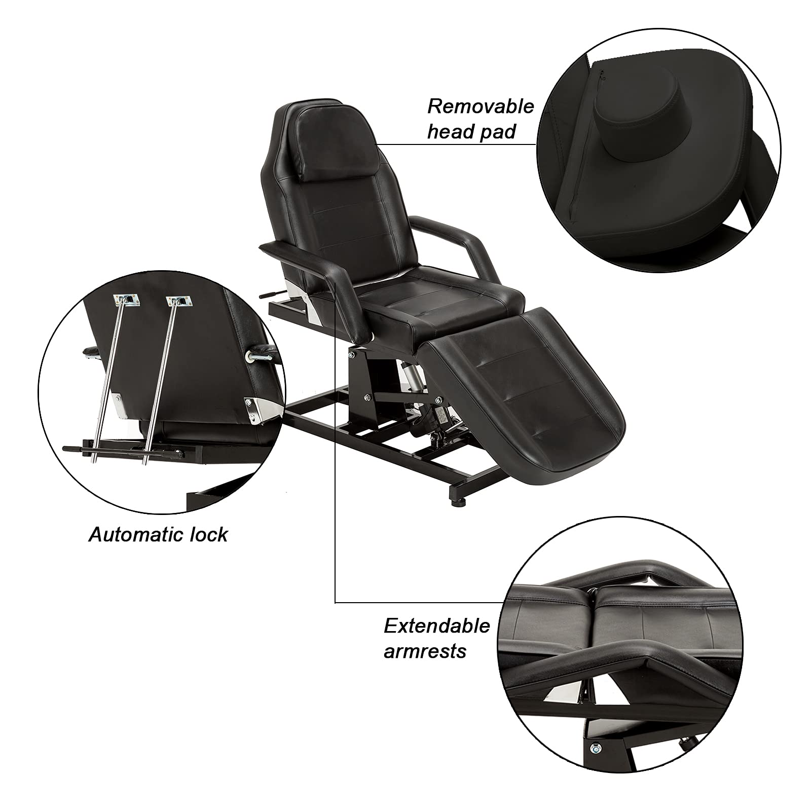 Barber Electric Massage Bed with One Motor for Height, Beauty Tattoo Chair, Salon Facial Adjustable Bed 0100