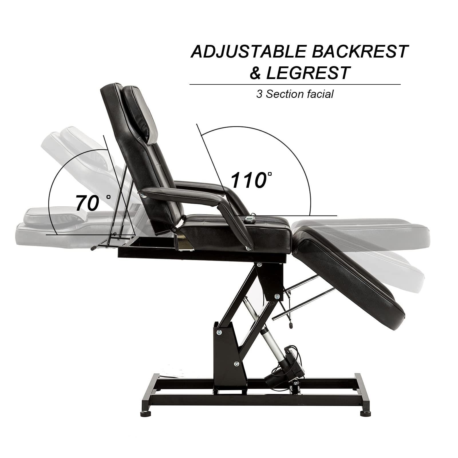 Barber Electric Massage Bed with One Motor for Height, Beauty Tattoo Chair, Salon Facial Adjustable Bed 0100