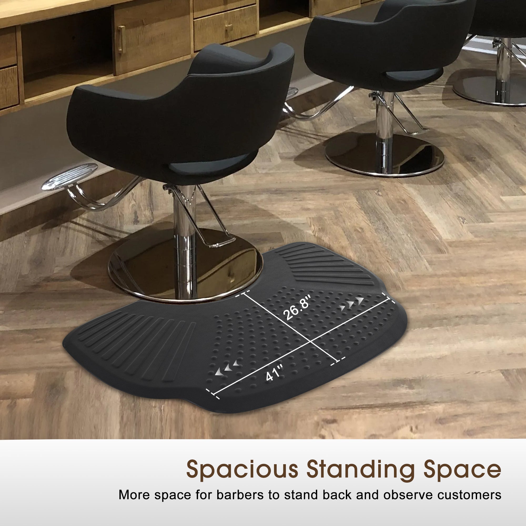 Barber Chair 8334 & Anti-Fatigue Mat 0085 Set - Hydraulic Reclining Barber Chair with Ergonomic Comfort Mat, Ideal for Barbers & Stylist