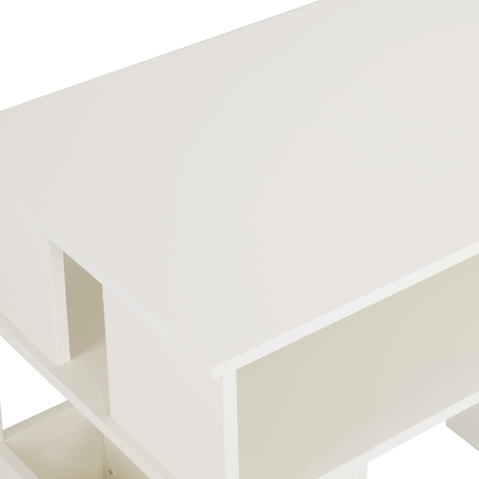 Cream White Nail Tech Desk with Built-In Storage, AC Outlets & USB Ports, Modern Manicure Equipment 2993