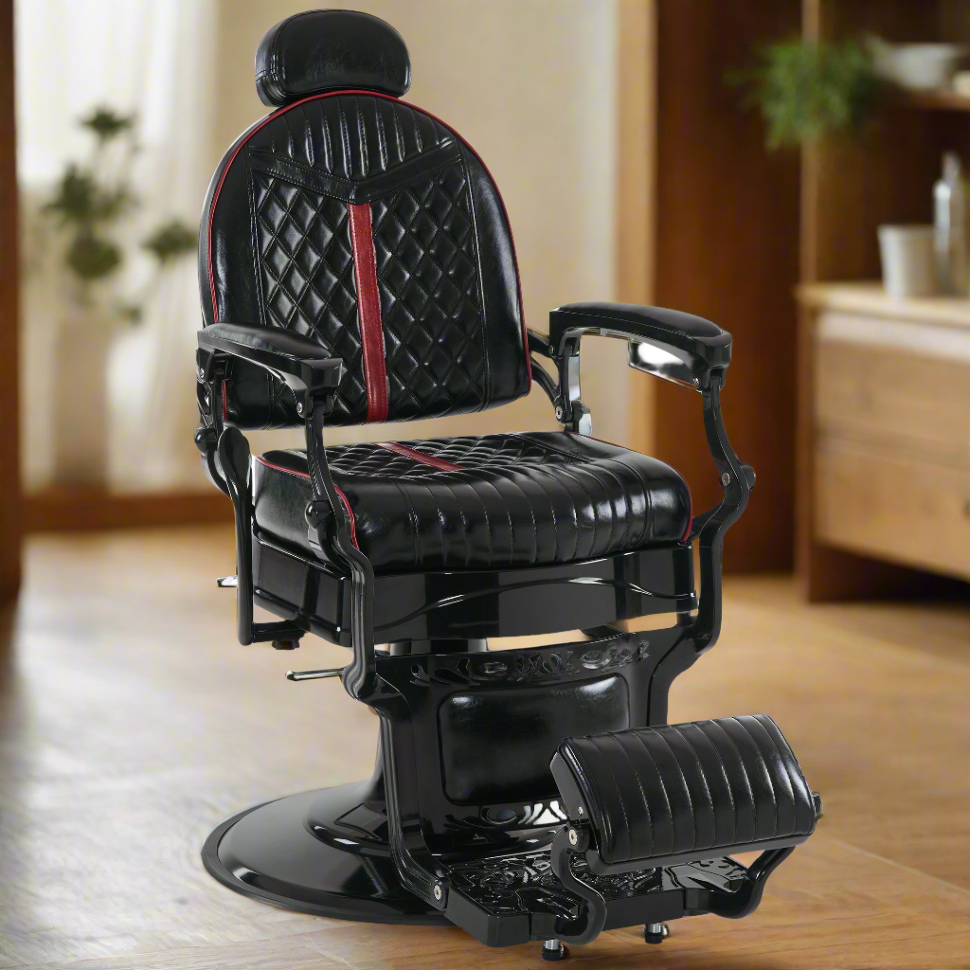 BarberPub Vintage Barber Chair with Headrest, All Purpose Reclining Salon Chair 8730