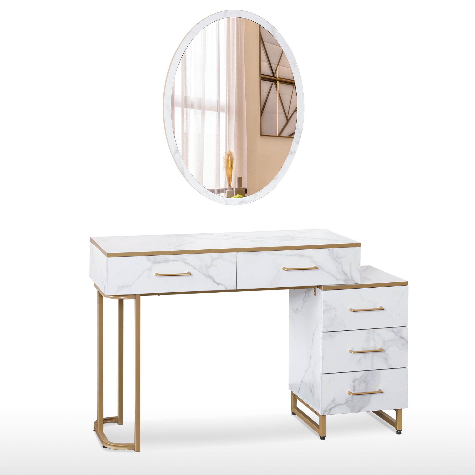 BarberPub Barber Station with Mirror, Beauty Salon Dresser Set, Storage Organizer 2442