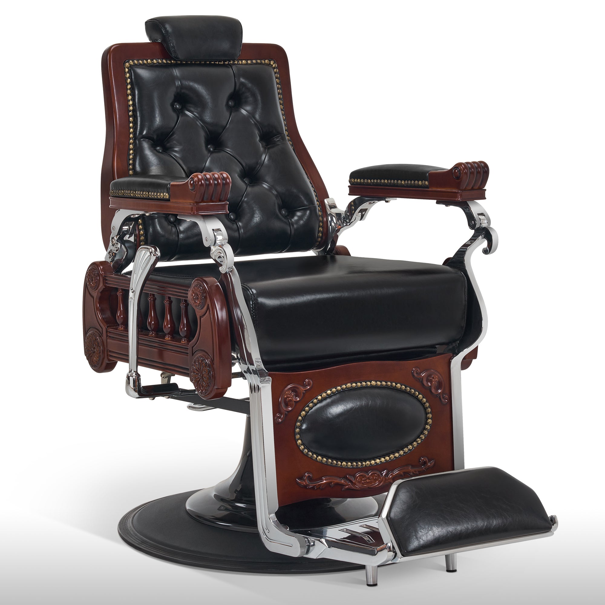 BarberPub Medieval Retro Barber Chair Vintage Swivel Reclining Salon barberpub