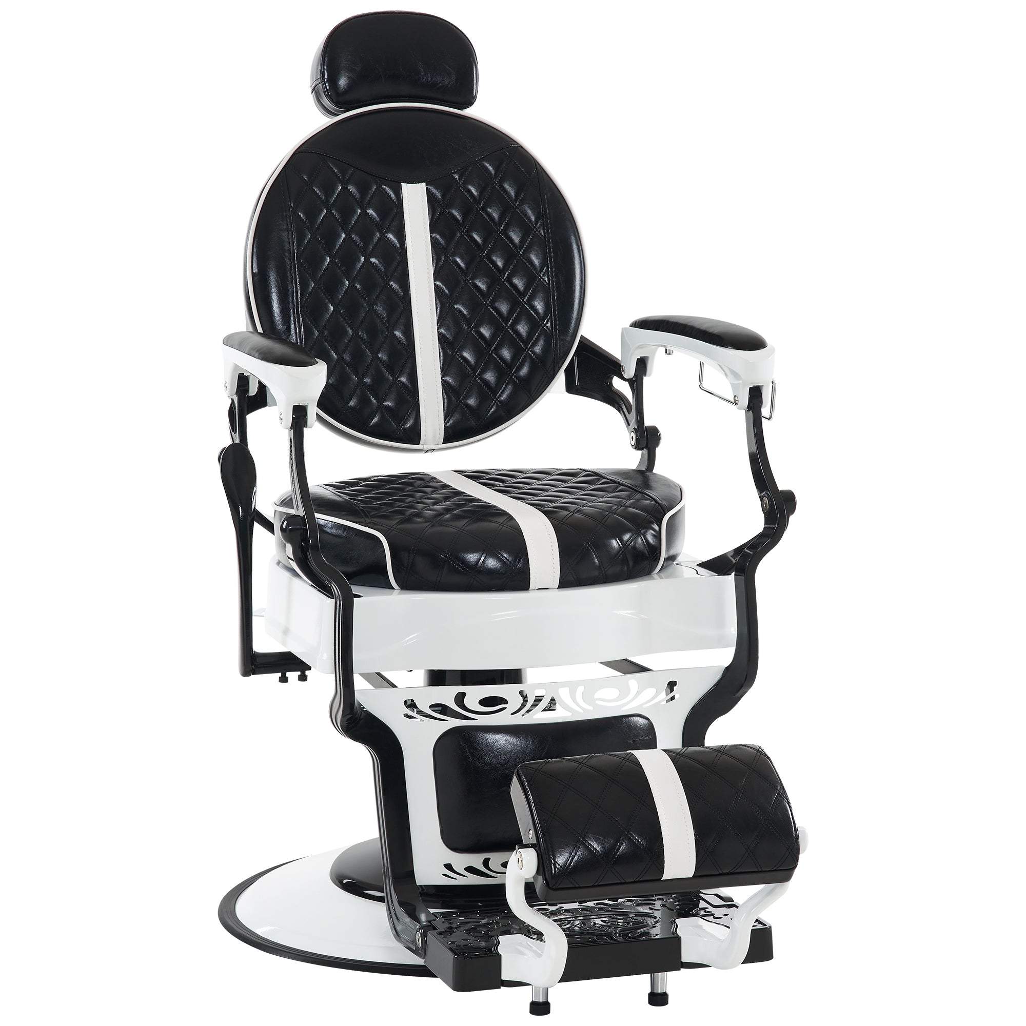 BarberPub Vintage Barber Chair, Hydraulic Reclining Salon Beauty Equipment 8739