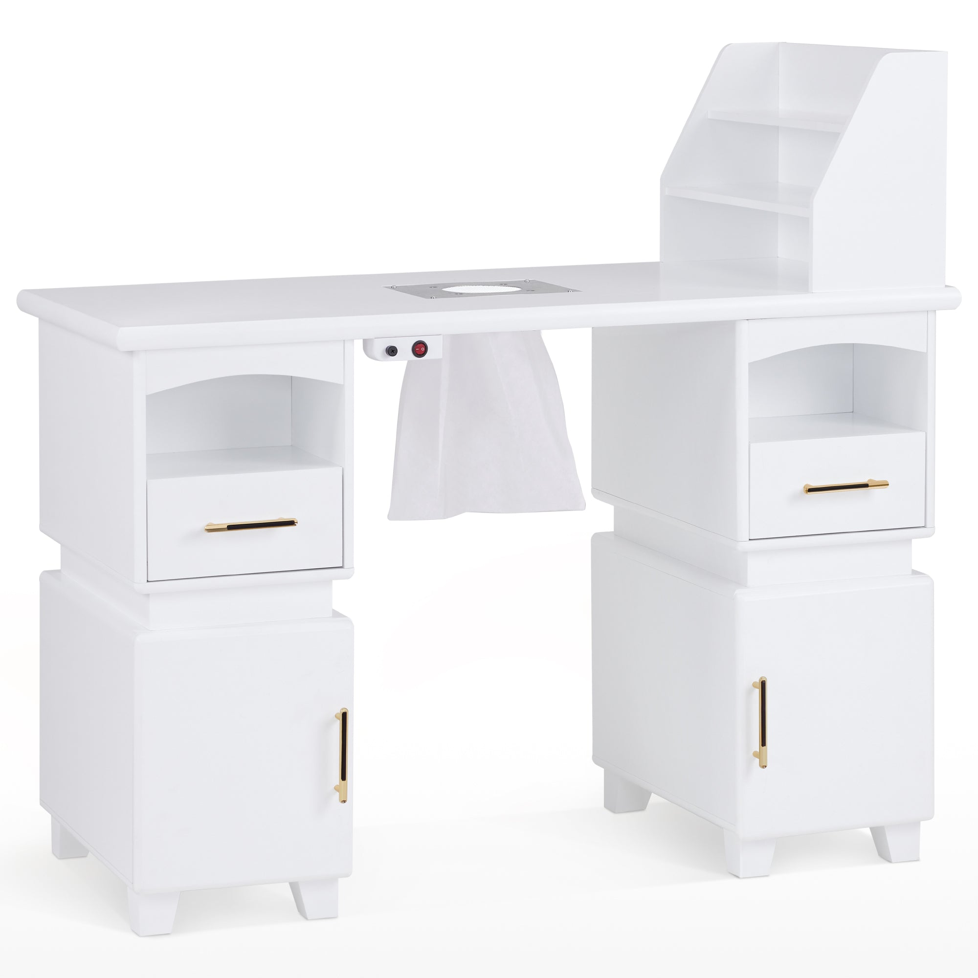 BarberPub Manicure Desk with Electric Dust Collector, Nail Art Table for Storage VC258