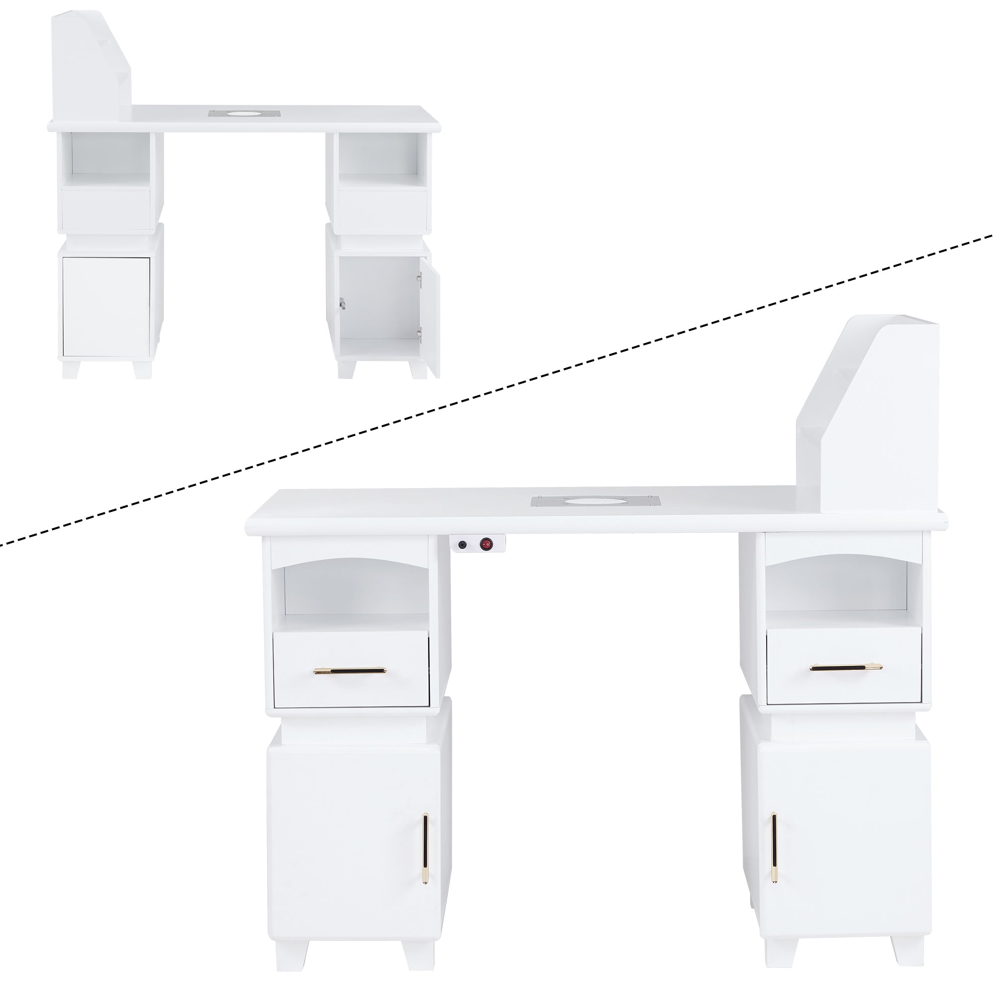 BarberPub Manicure Desk with Electric Dust Collector, Nail Art Table for Storage VC258