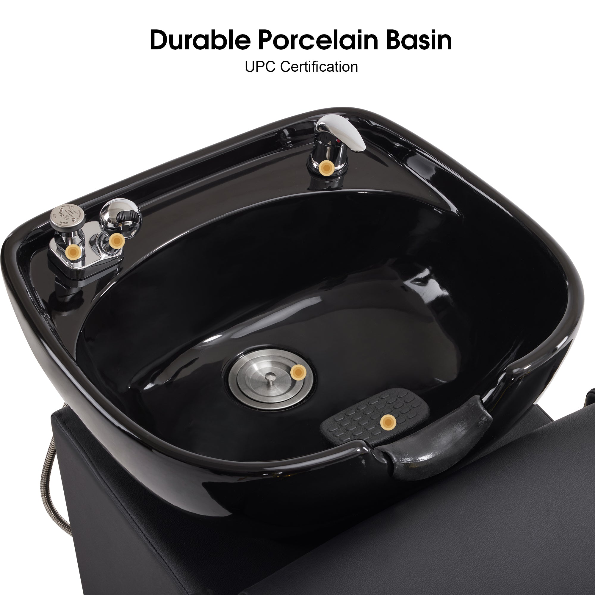 BarberPub Backwash Shampoo Chair,Ceramic Hair Bowl Station with Ottoman 8613