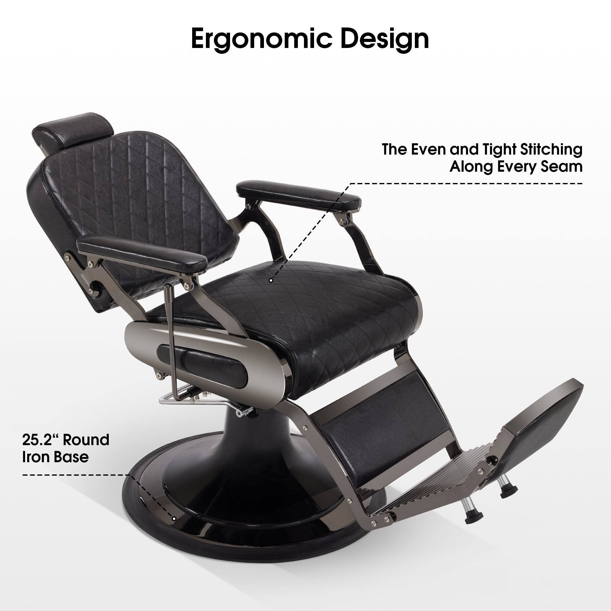BarberPub All Purpose Barber Chair With Headrest, Reclining Swivel Salon Chair 9453