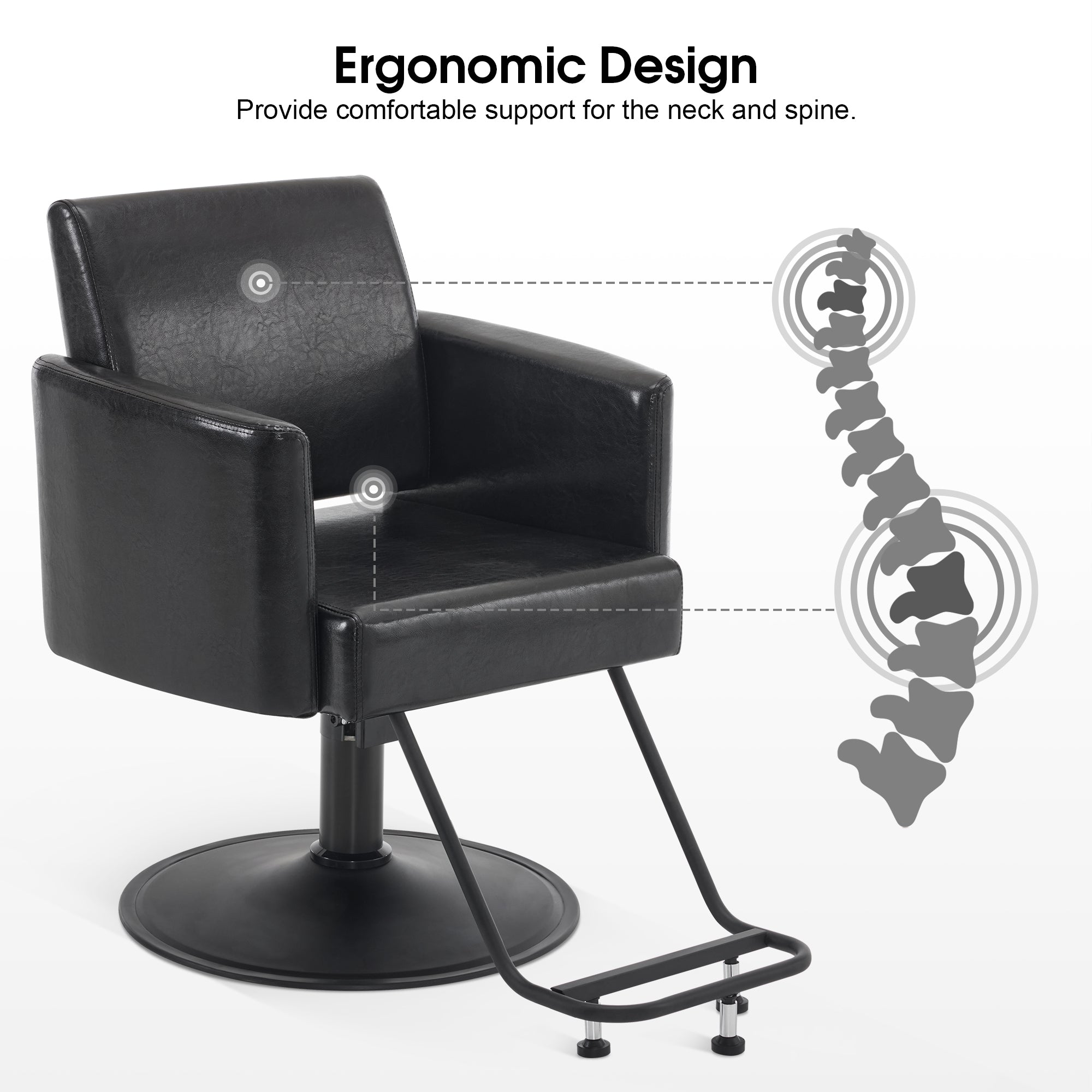 BarberPub Black Salon Chair, Barber Hydraulic Styling Chair for Hair Stylist 9412