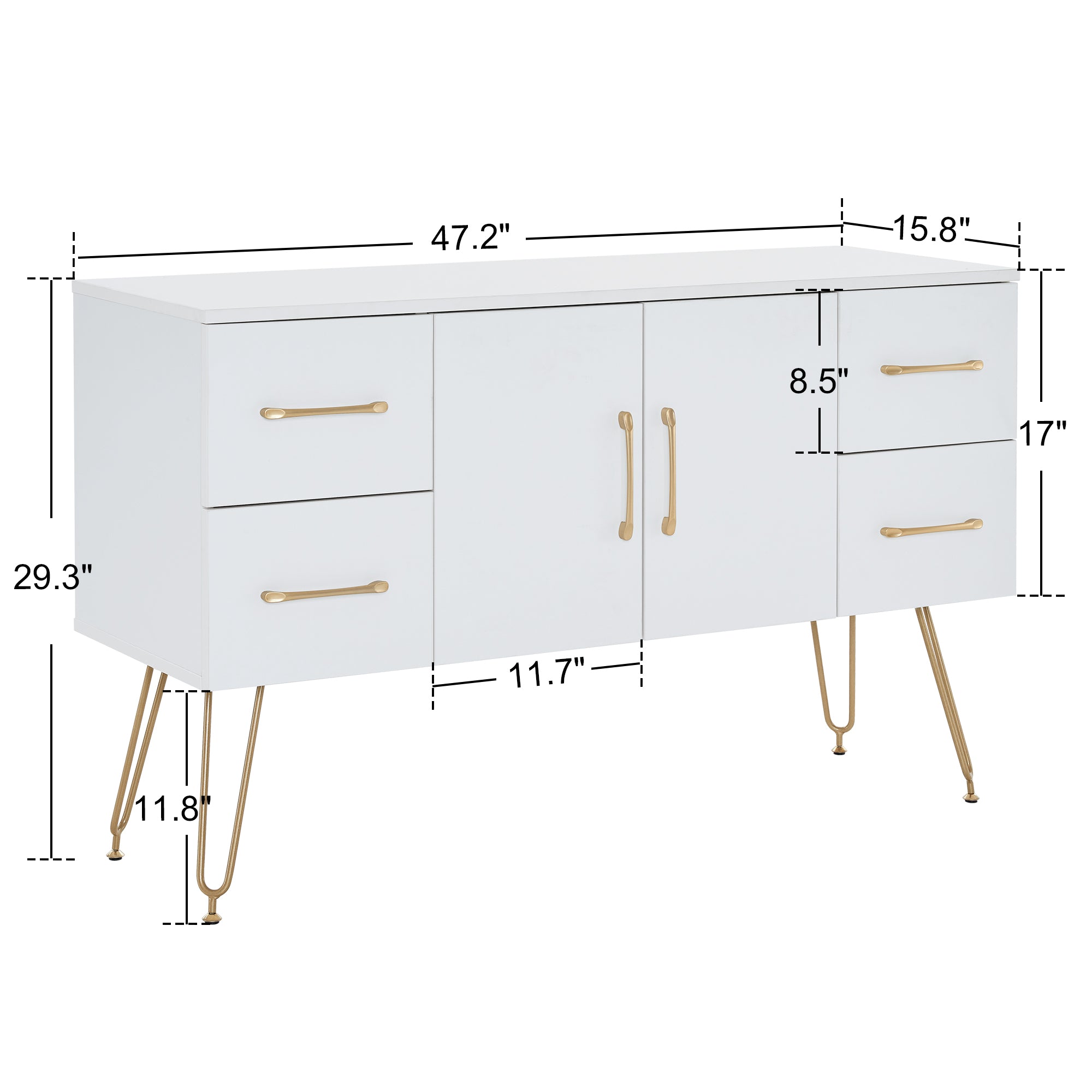White Wall Mount Styling Station with Golden Leg, Barber Tool Organizer for Storage 3152