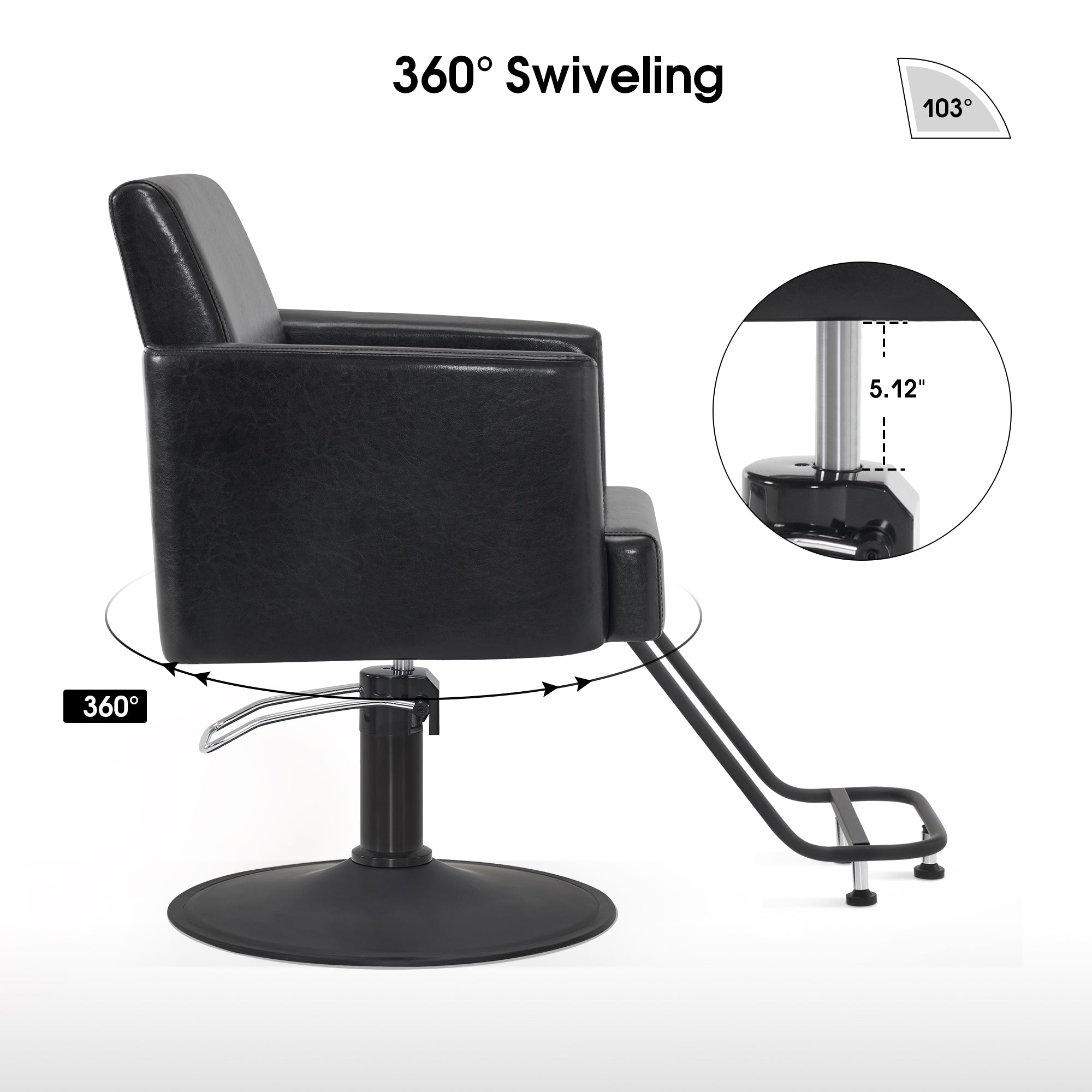 BarberPub Black Salon Chair, Barber Hydraulic Styling Chair for Hair Stylist 9412