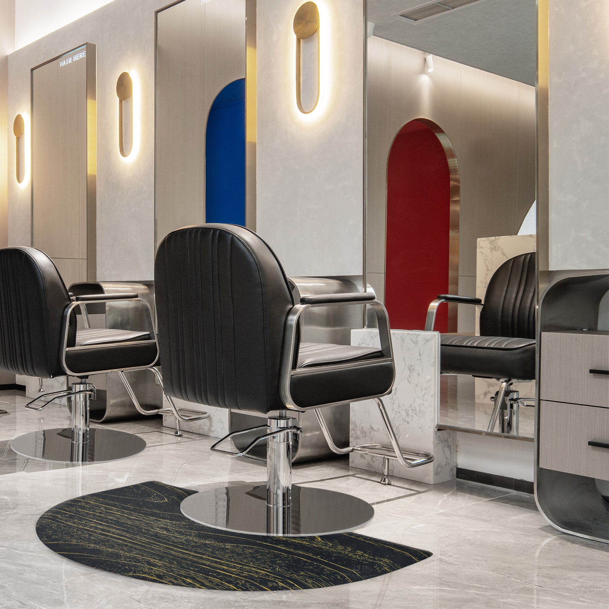 3'x4' Barber Mat Anti-Fatigue Floor Mat Circle 1"Thick 0025