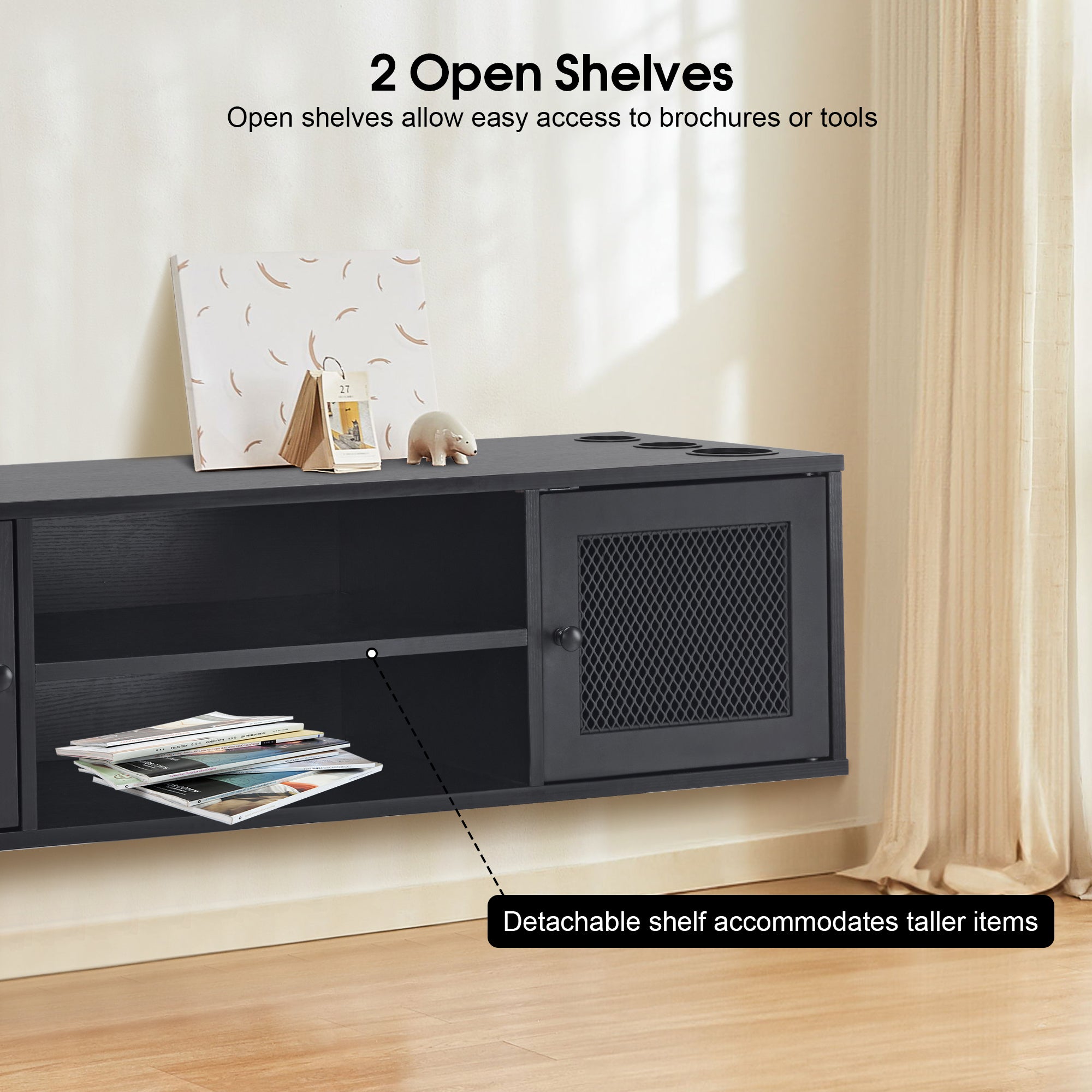 Wall Mount Barber Station for Hair Stylist Salon Stations with 3 Hair Dryer Holders 2501