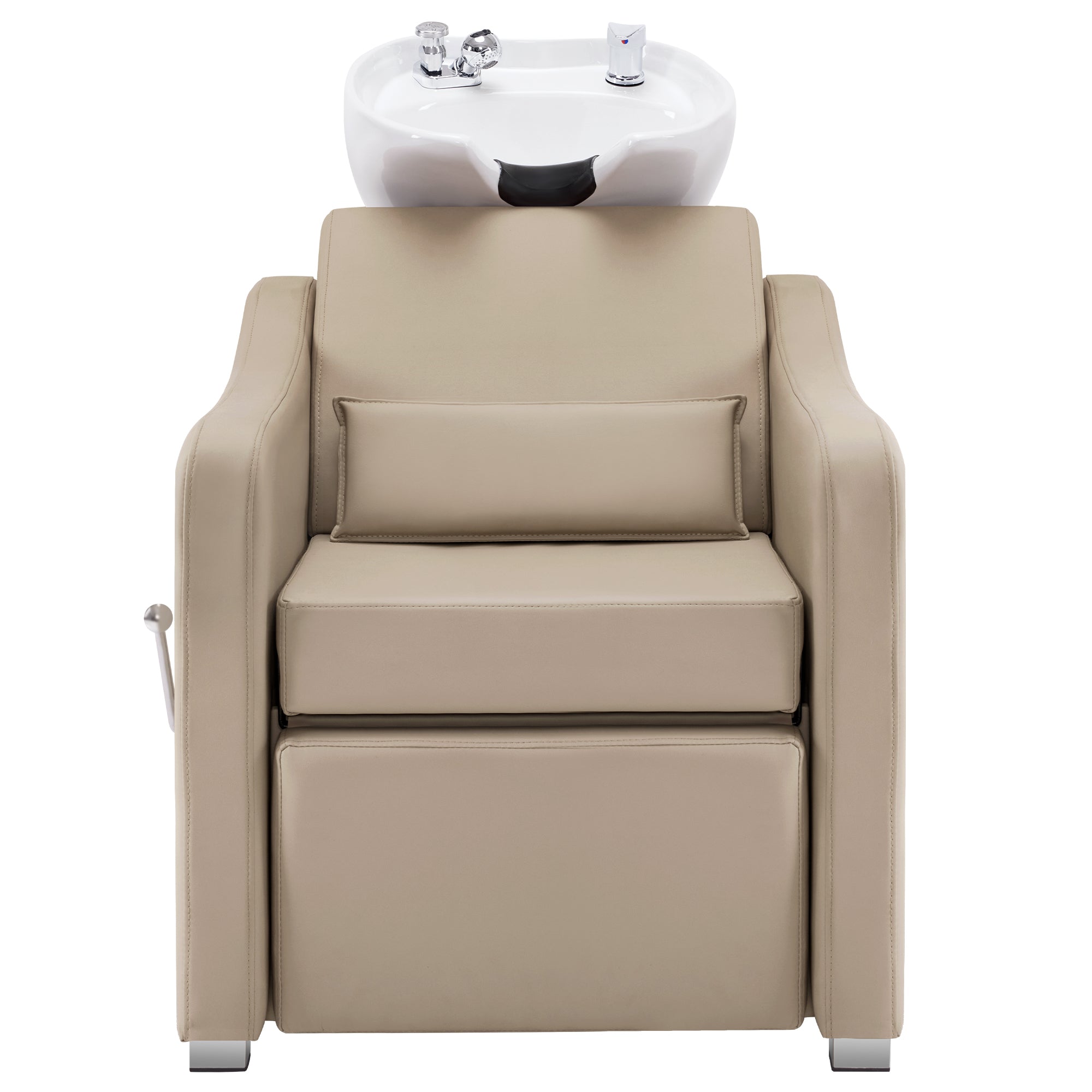 BarberPub Backwash Shampoo Station Chair, Ceramic Hair Wash Bowl for Salon 9364