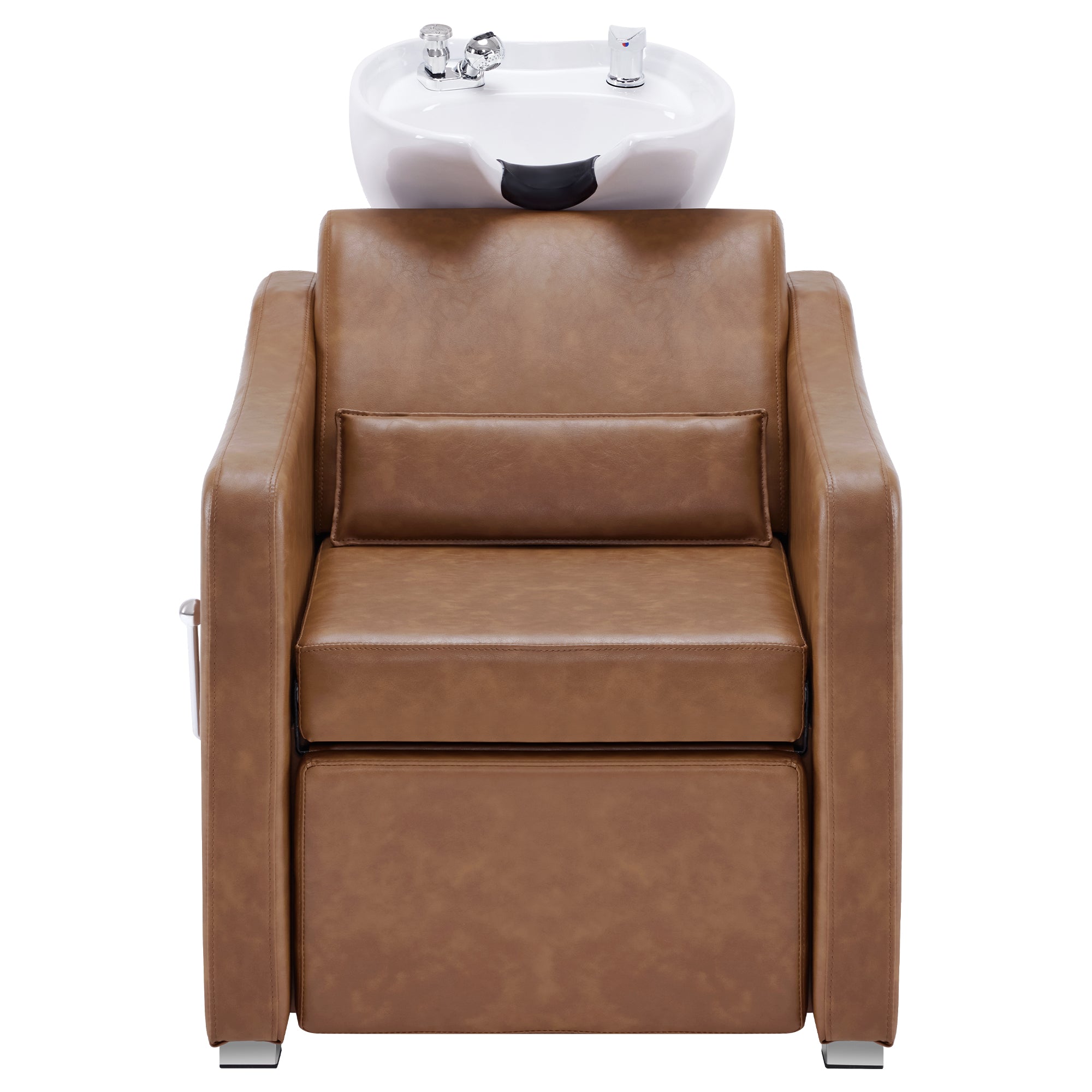 BarberPub Backwash Shampoo Station Chair, Ceramic Hair Wash Bowl for Salon 9364