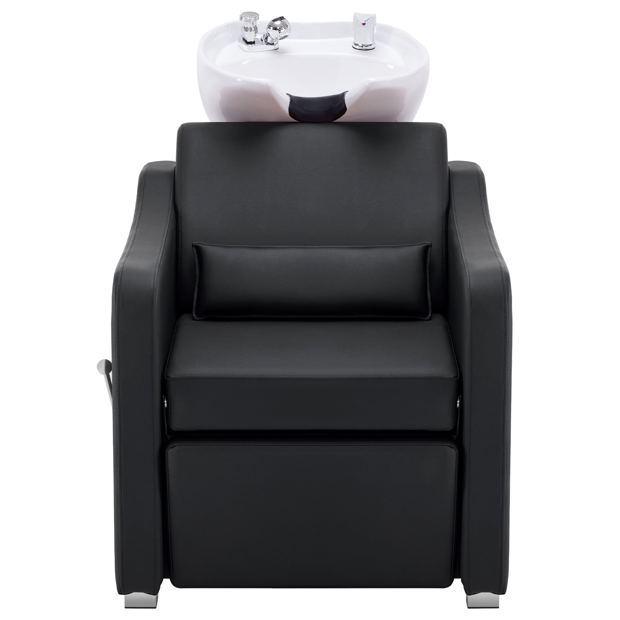 BarberPub Backwash Shampoo Station Chair, Ceramic Hair Wash Bowl for Salon 9364