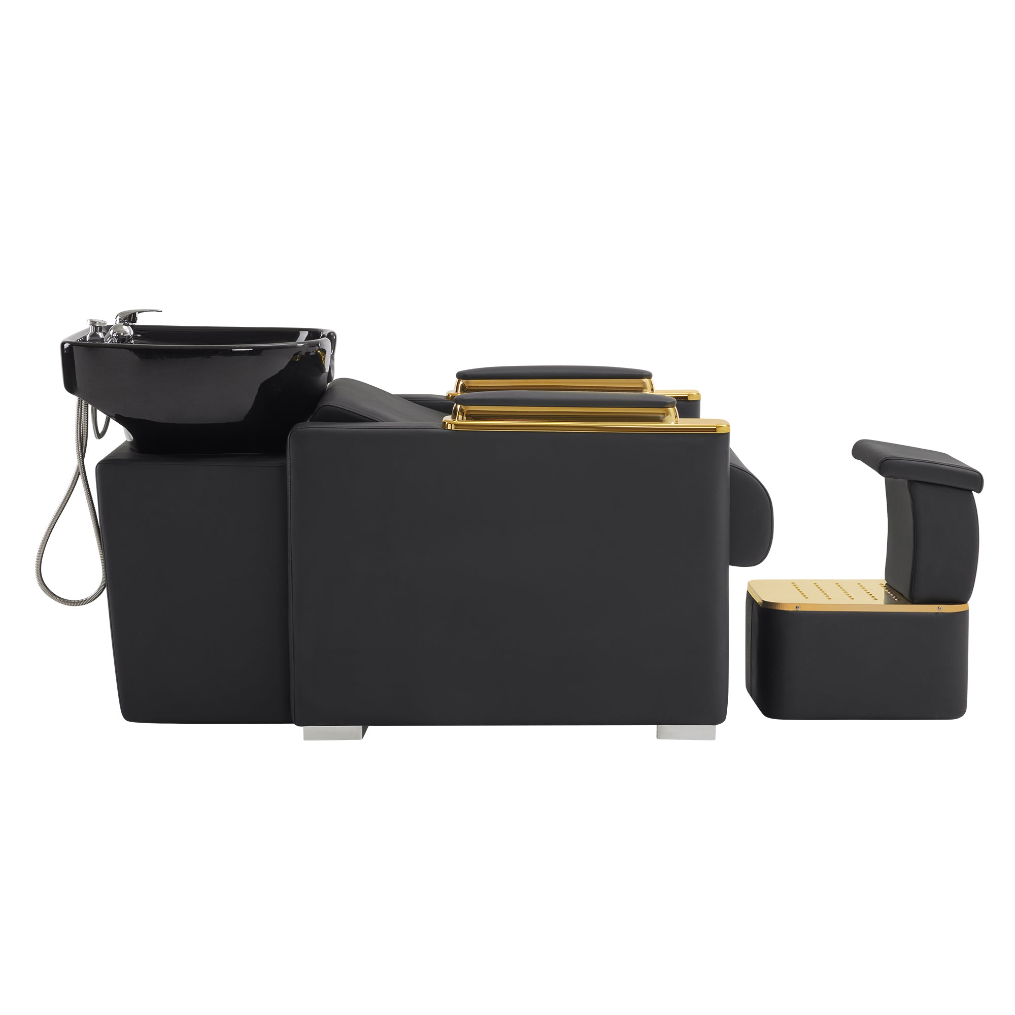BarberPub Backwash Shampoo Chair,Ceramic Hair Bowl Station with Ottoman 8613